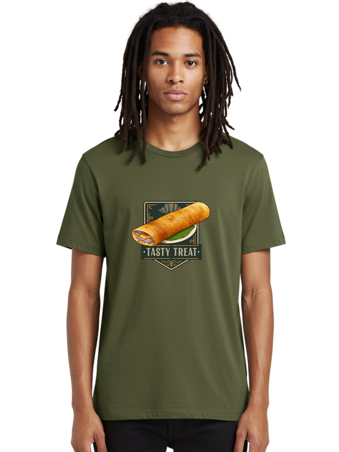 Tasty-Treat-2 Men'S Graphic Tee, 100% Cotton, Comfortable Casual Summer Wear, Machine Washable, Rolled Crepe With Filling, Tasty Treat, Crepe, Crepe Dish, Savory Crepe, Egg, Onion, Culinary Delights, Gourmet Food, Foodie, Crepe Cuisine Bab511 19