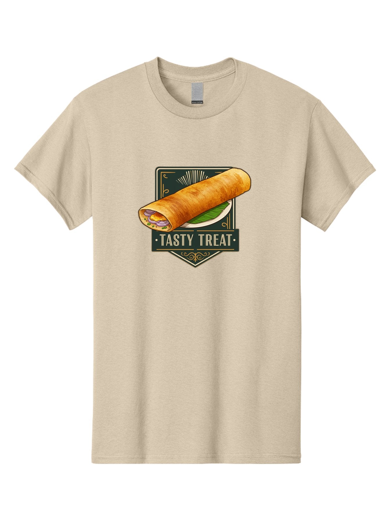Tasty-Treat-2 Men'S Graphic Tee, 100% Cotton, Comfortable Casual Summer Wear, Machine Washable, Rolled Crepe With Filling, Tasty Treat, Crepe, Crepe Dish, Savory Crepe, Egg, Onion, Culinary Delights, Gourmet Food, Foodie, Crepe Cuisine Bab511 3