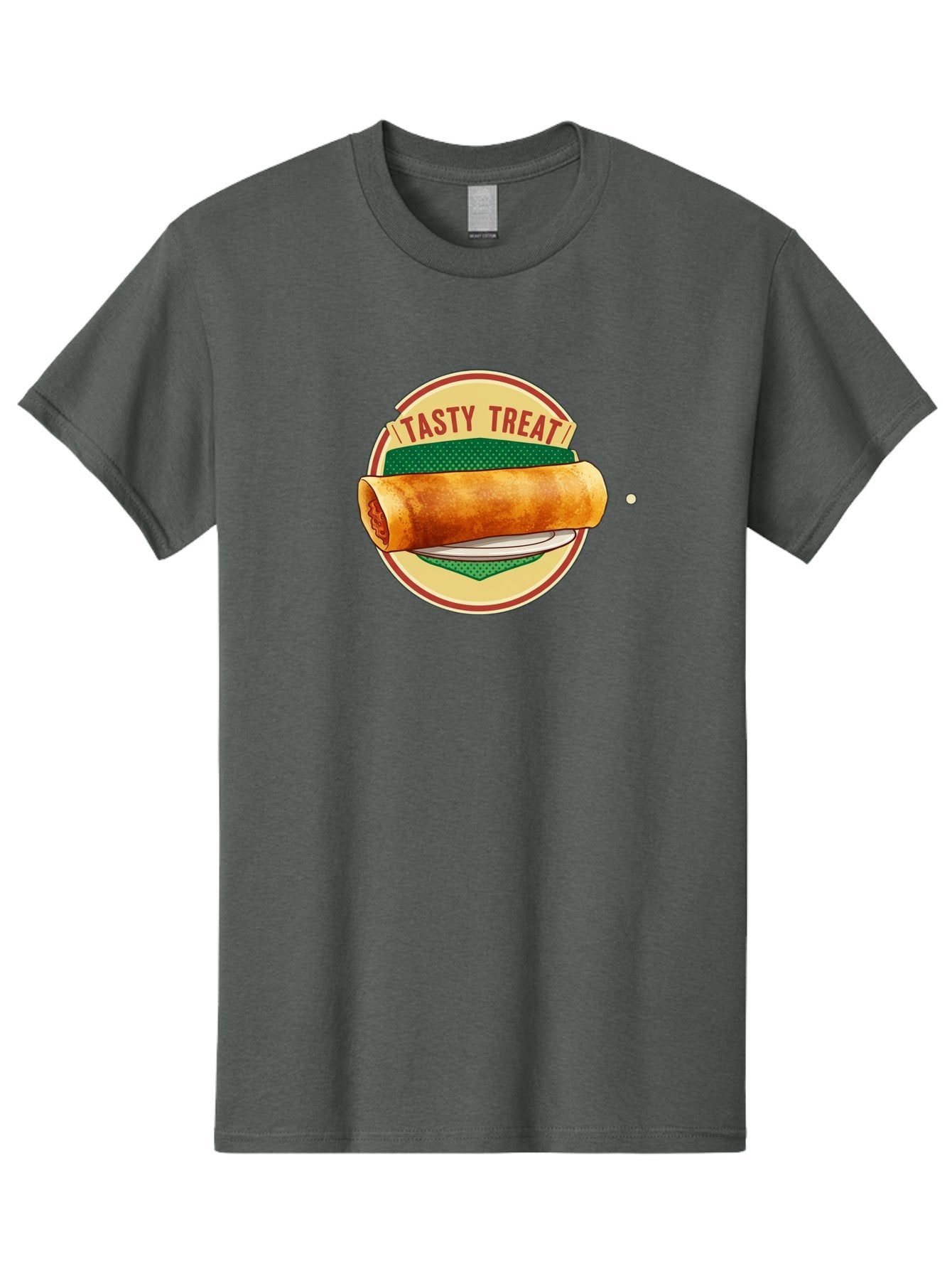 Tasty-Treat-3 Men'S Graphic Tee, 100% Cotton, Comfortable Casual Summer Wear, Machine Washable, Spring Roll On Plate, Tasty Treat, Savory Delight, Golden Brown, Crispy Texture, Delicious Snack, Finger Food, Appetizing Bab512