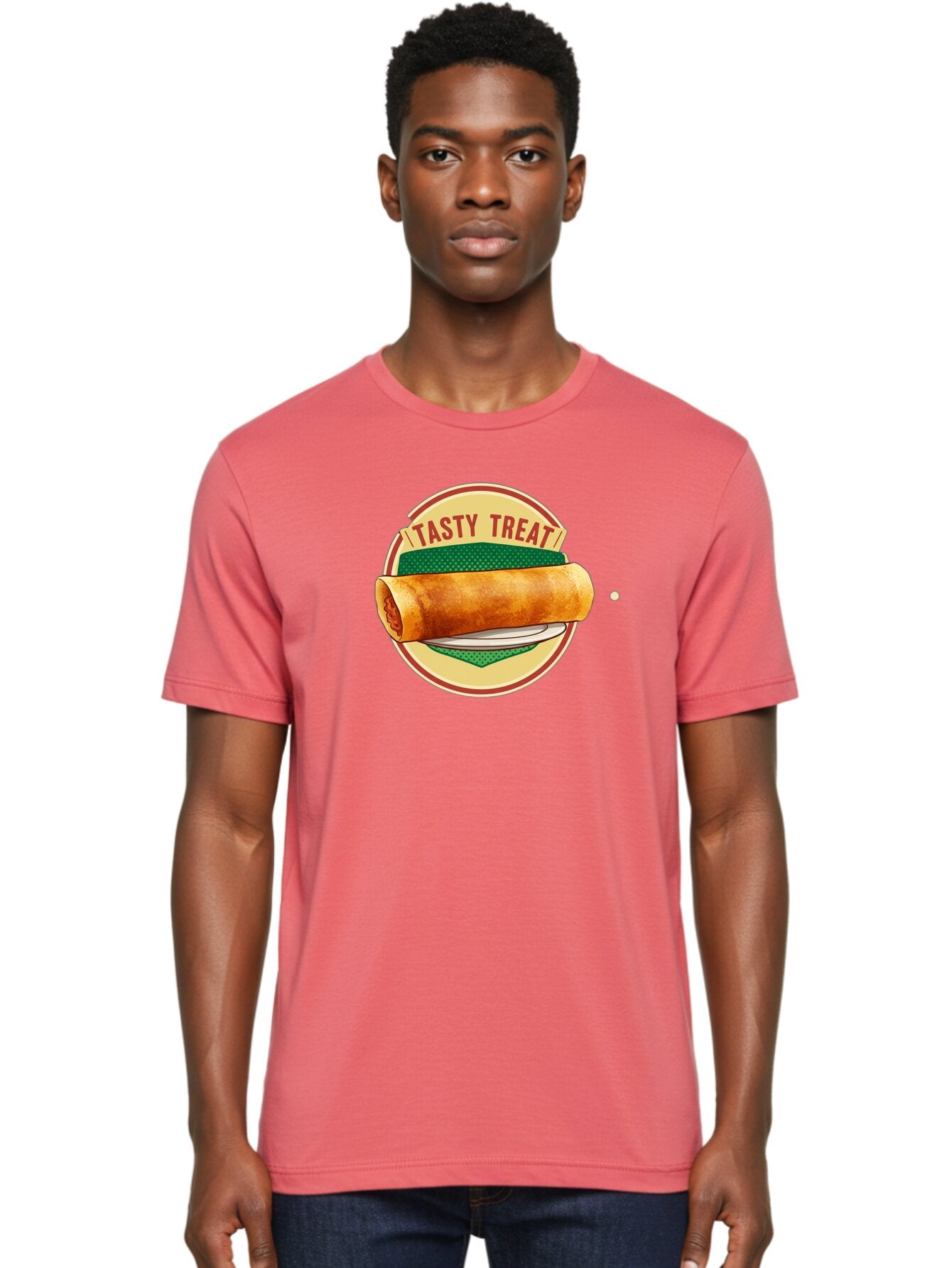 Tasty-Treat-3 Men'S Graphic Tee, 100% Cotton, Comfortable Casual Summer Wear, Machine Washable, Spring Roll On Plate, Tasty Treat, Savory Delight, Golden Brown, Crispy Texture, Delicious Snack, Finger Food, Appetizing Bab512 29