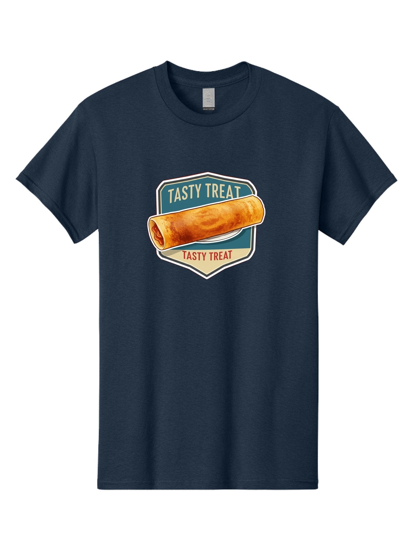 Tasty-Treat-5 Men'S Graphic Tee, 100% Cotton, Comfortable Casual Summer Wear, Machine Washable, Egg Roll, Food Logo, Tasty Treat, Savory Snack, Wrapped Delicacy, Rolled Pastry, Delicious Treat, Culinary Delight Bab514