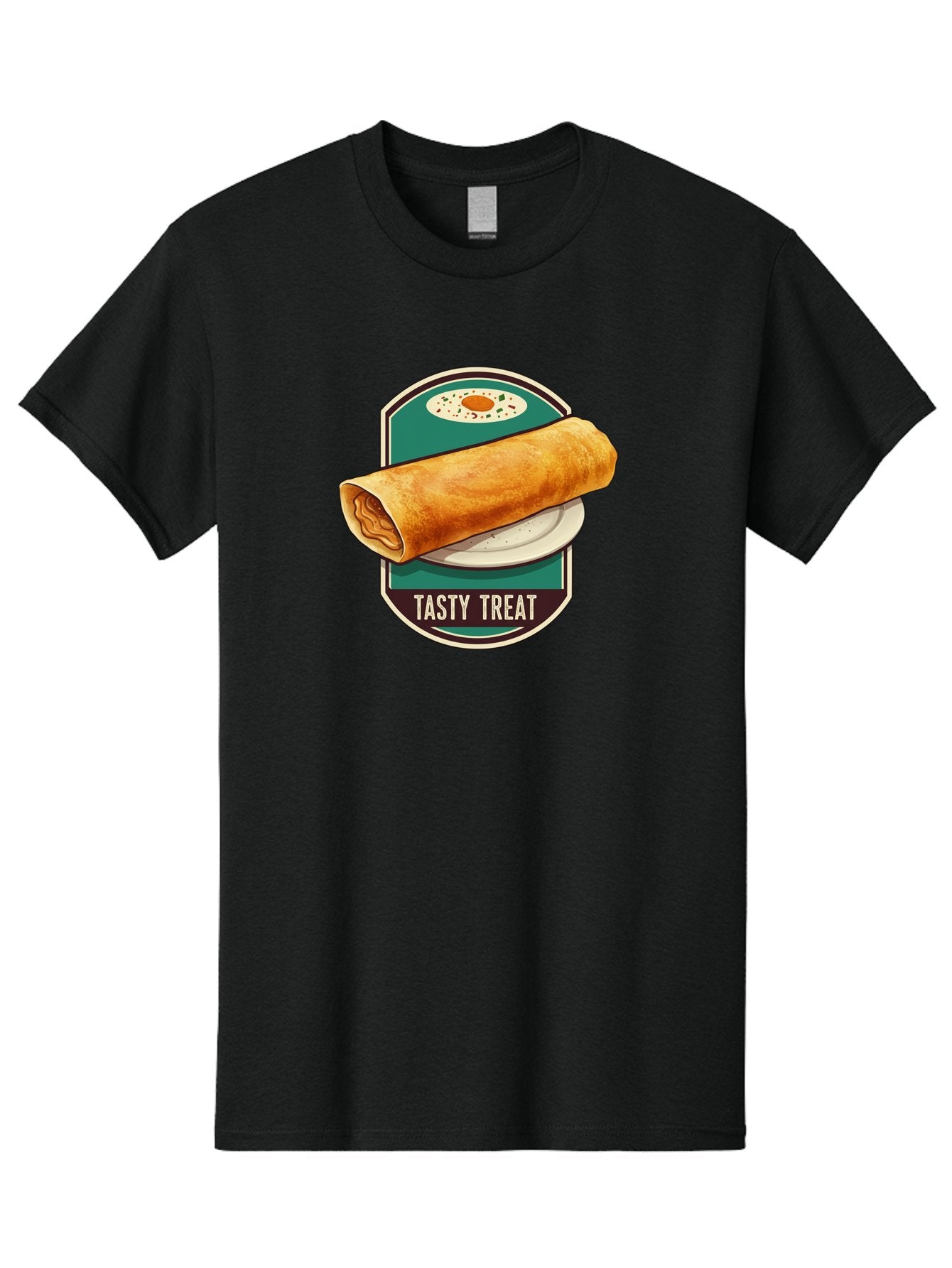 Tasty-Treat-6 Men'S Graphic Tee, 100% Cotton, Comfortable Casual Summer Wear, Machine Washable, Rolled Dosa, Indian Cuisine, Tasty Treat, Dosa On A Plate, South Indian Food, Traditional Dish, Savory Crepe, Street Food, Authentic Flavors, Bab515 8