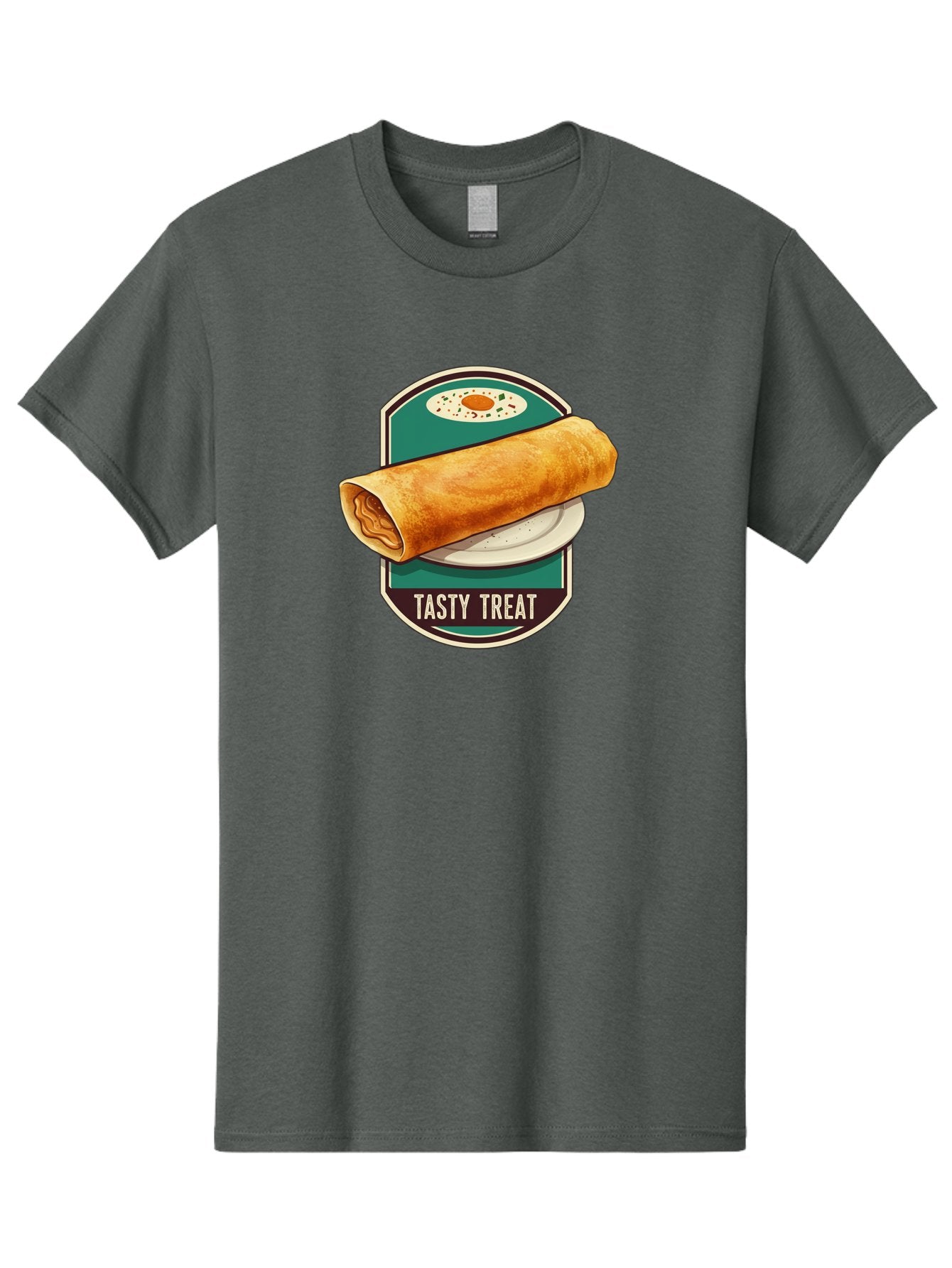 Tasty-Treat-6 Men'S Graphic Tee, 100% Cotton, Comfortable Casual Summer Wear, Machine Washable, Rolled Dosa, Indian Cuisine, Tasty Treat, Dosa On A Plate, South Indian Food, Traditional Dish, Savory Crepe, Street Food, Authentic Flavors, Bab515 12
