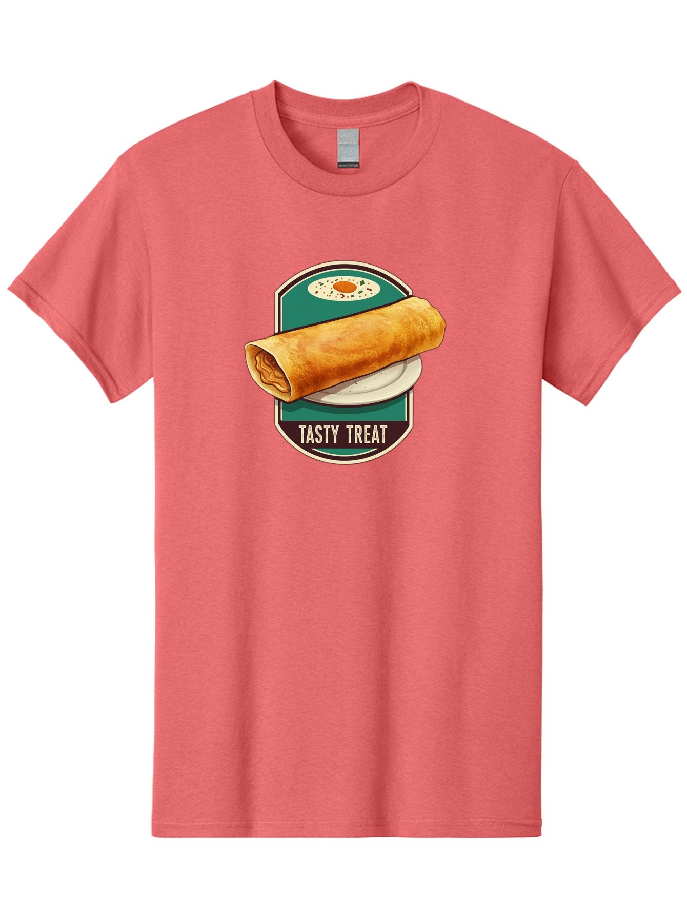 Tasty-Treat-6 Men'S Graphic Tee, 100% Cotton, Comfortable Casual Summer Wear, Machine Washable, Rolled Dosa, Indian Cuisine, Tasty Treat, Dosa On A Plate, South Indian Food, Traditional Dish, Savory Crepe, Street Food, Authentic Flavors, Bab515 4