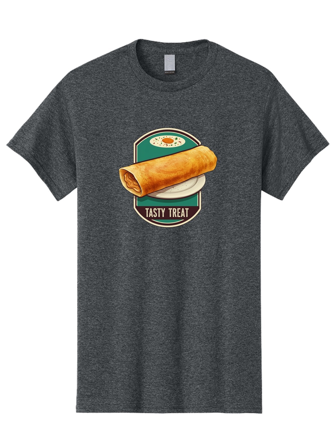 Tasty-Treat-6 Men'S Graphic Tee, 100% Cotton, Comfortable Casual Summer Wear, Machine Washable, Rolled Dosa, Indian Cuisine, Tasty Treat, Dosa On A Plate, South Indian Food, Traditional Dish, Savory Crepe, Street Food, Authentic Flavors, Bab515 9