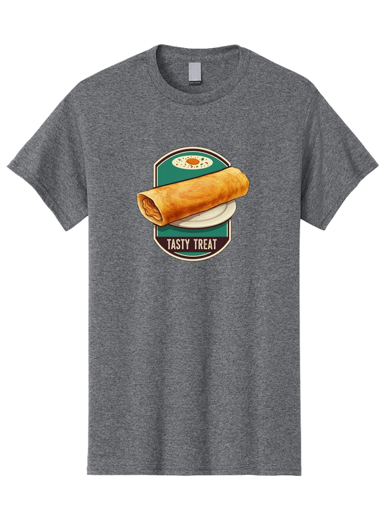 Tasty-Treat-6 Men'S Graphic Tee, 100% Cotton, Comfortable Casual Summer Wear, Machine Washable, Rolled Dosa, Indian Cuisine, Tasty Treat, Dosa On A Plate, South Indian Food, Traditional Dish, Savory Crepe, Street Food, Authentic Flavors, Bab515 3