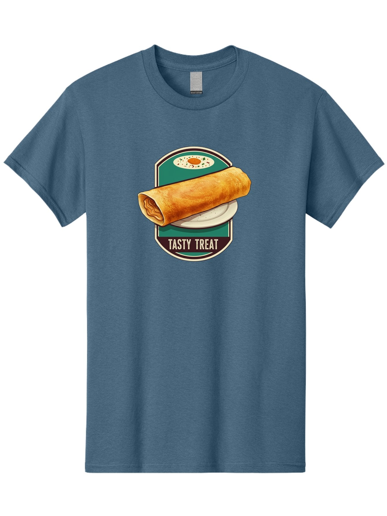 Tasty-Treat-6 Men'S Graphic Tee, 100% Cotton, Comfortable Casual Summer Wear, Machine Washable, Rolled Dosa, Indian Cuisine, Tasty Treat, Dosa On A Plate, South Indian Food, Traditional Dish, Savory Crepe, Street Food, Authentic Flavors, Bab515 13