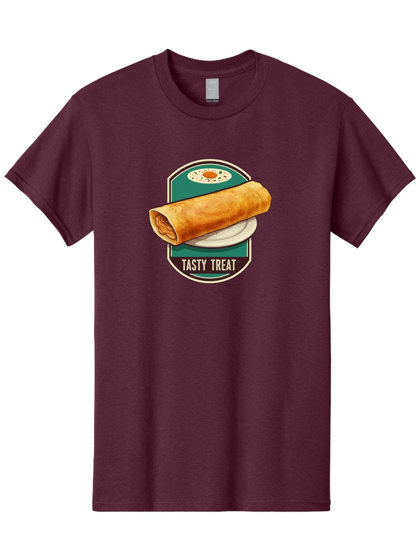Tasty-Treat-6 Men'S Graphic Tee, 100% Cotton, Comfortable Casual Summer Wear, Machine Washable, Rolled Dosa, Indian Cuisine, Tasty Treat, Dosa On A Plate, South Indian Food, Traditional Dish, Savory Crepe, Street Food, Authentic Flavors, Bab515 7