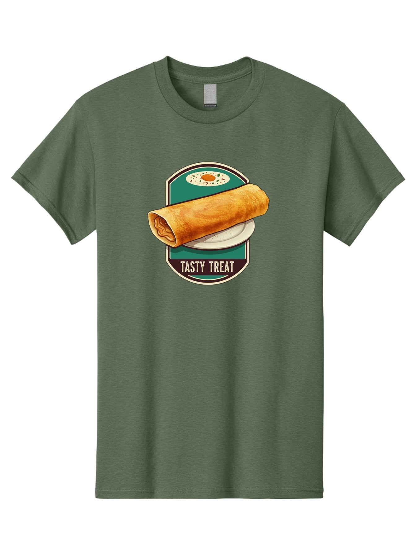 Tasty-Treat-6 Men'S Graphic Tee, 100% Cotton, Comfortable Casual Summer Wear, Machine Washable, Rolled Dosa, Indian Cuisine, Tasty Treat, Dosa On A Plate, South Indian Food, Traditional Dish, Savory Crepe, Street Food, Authentic Flavors, Bab515 6