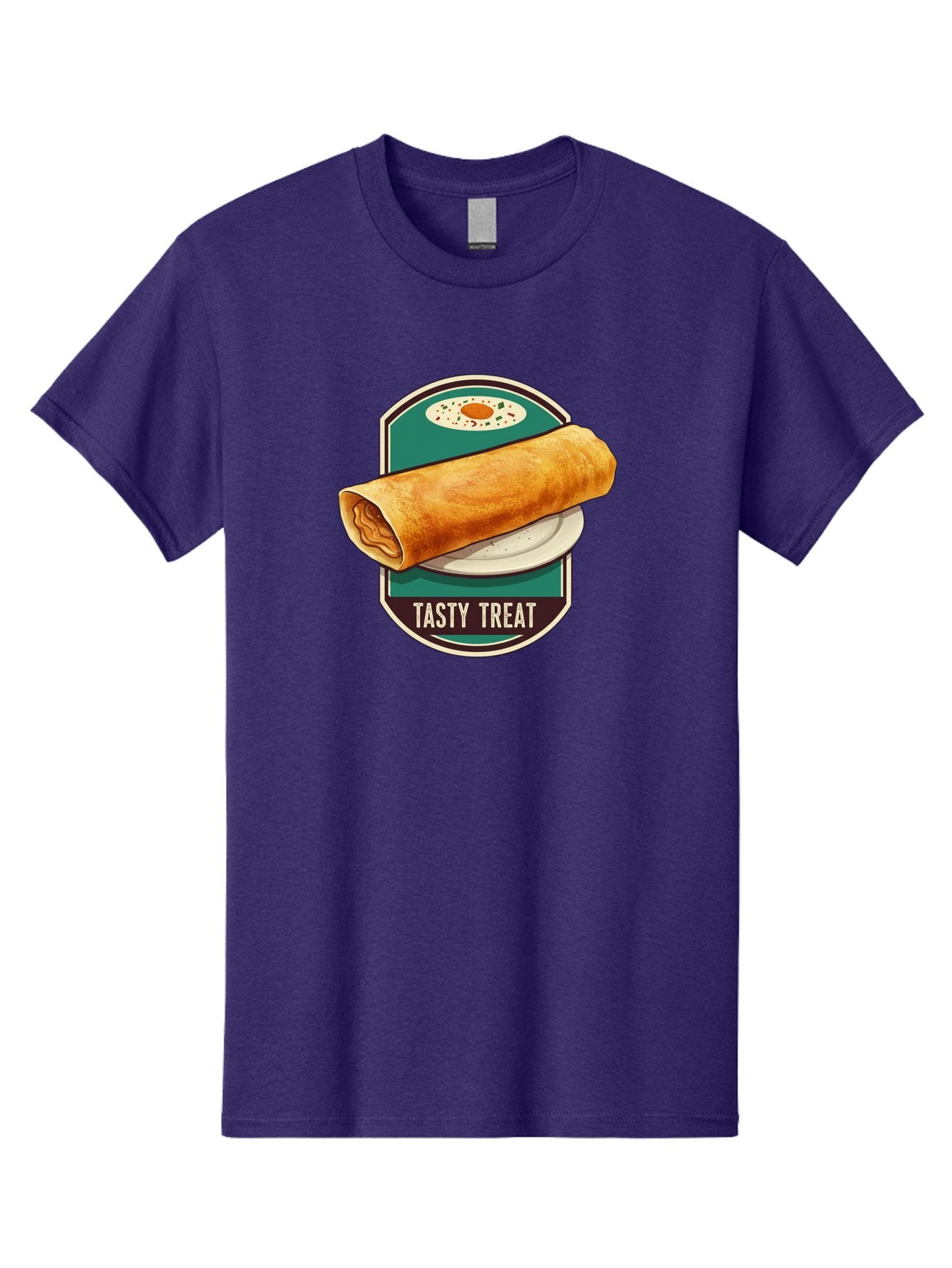 Tasty-Treat-6 Men'S Graphic Tee, 100% Cotton, Comfortable Casual Summer Wear, Machine Washable, Rolled Dosa, Indian Cuisine, Tasty Treat, Dosa On A Plate, South Indian Food, Traditional Dish, Savory Crepe, Street Food, Authentic Flavors, Bab515 10