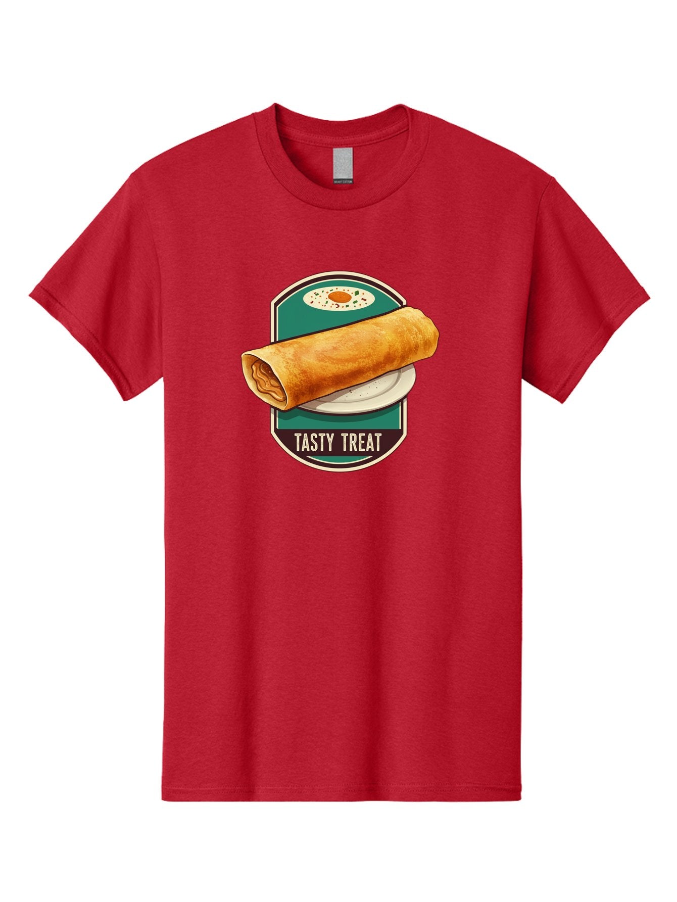Tasty-Treat-6 Men'S Graphic Tee, 100% Cotton, Comfortable Casual Summer Wear, Machine Washable, Rolled Dosa, Indian Cuisine, Tasty Treat, Dosa On A Plate, South Indian Food, Traditional Dish, Savory Crepe, Street Food, Authentic Flavors, Bab515 15