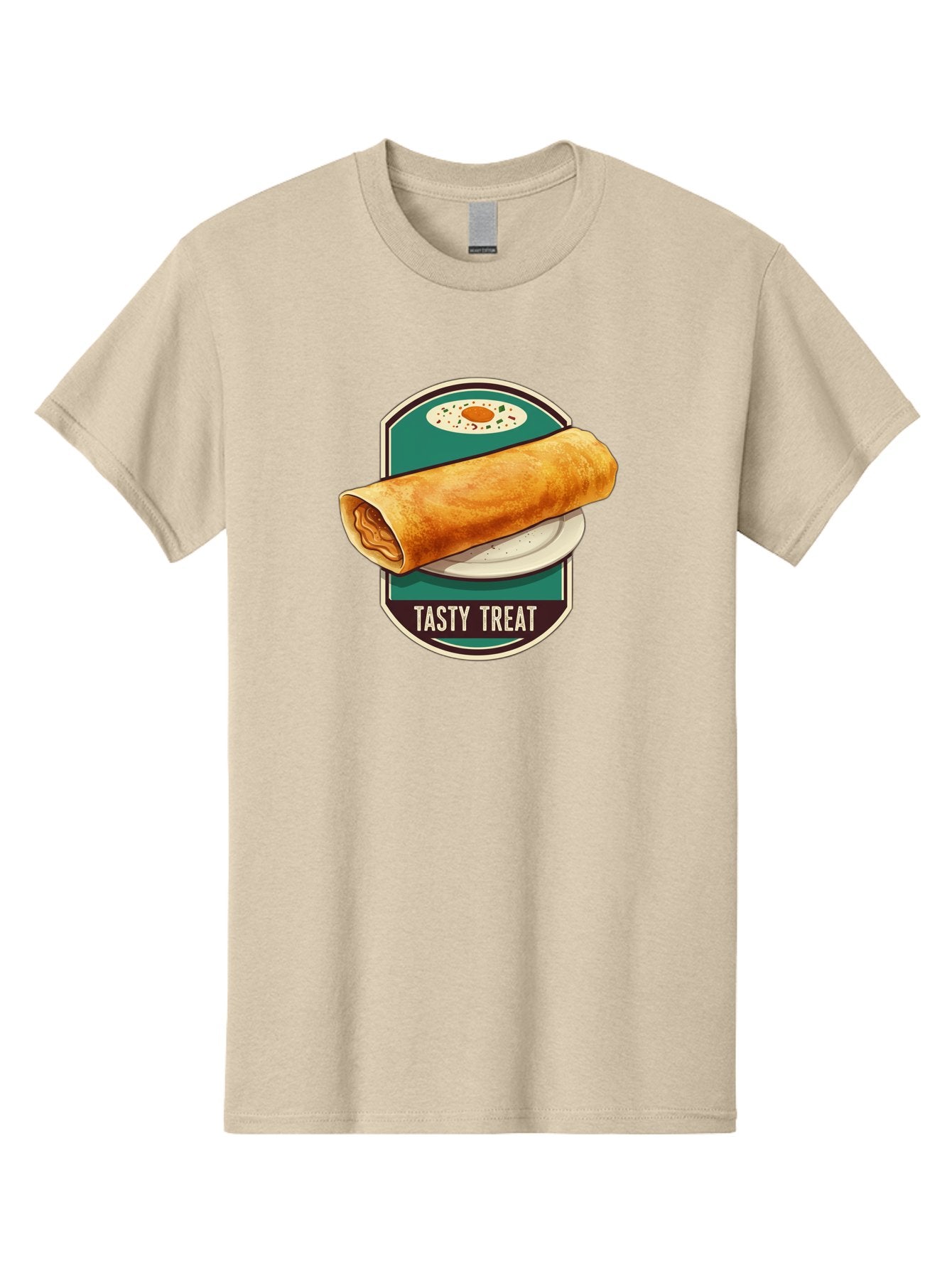 Tasty-Treat-6 Men'S Graphic Tee, 100% Cotton, Comfortable Casual Summer Wear, Machine Washable, Rolled Dosa, Indian Cuisine, Tasty Treat, Dosa On A Plate, South Indian Food, Traditional Dish, Savory Crepe, Street Food, Authentic Flavors, Bab515 5