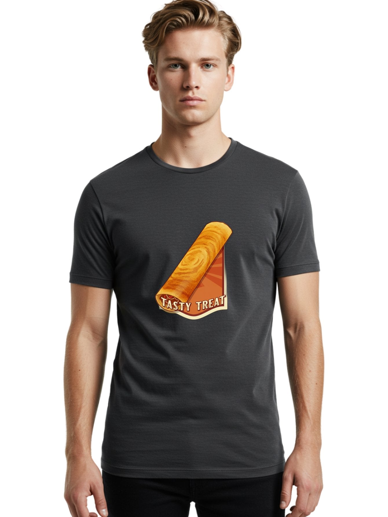 Tasty-Treat-8 Men'S Graphic Tee, 100% Cotton, Comfortable Casual Summer Wear, Machine Washable, Tasty Treat, Sweet Roll, Swirly Pastry, Golden Brown, Dessert, Snack, Treat, Sweet Tooth, Pastry Delight, Delicious Food Bab517 20