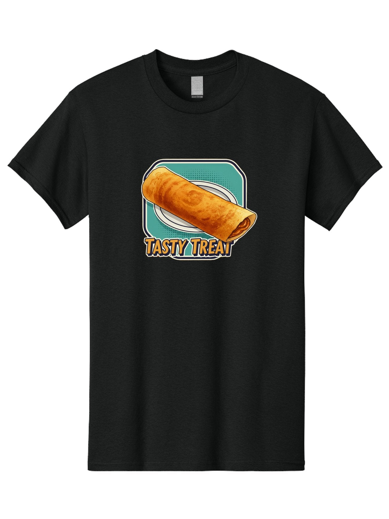 Tasty-Treat-9 Men'S Graphic Tee, 100% Cotton, Comfortable Casual Summer Wear, Machine Washable, Tasty Treat, Crepe On A Plate, Delicious Food, Savory Filling, Finger Food, Crepe, Rolled Pancake, Gourmet Snack Bab518 7