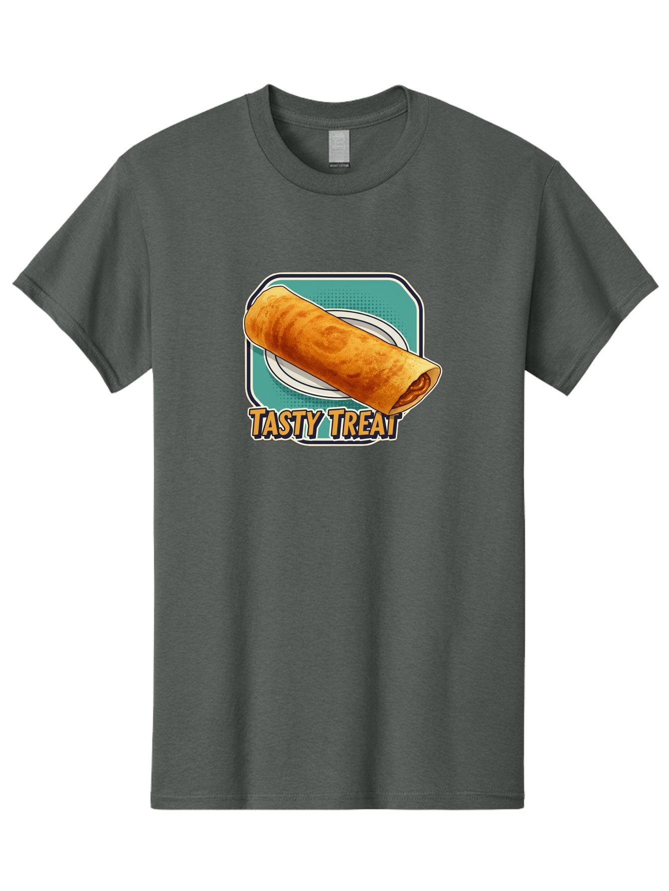 Tasty-Treat-9 Men'S Graphic Tee, 100% Cotton, Comfortable Casual Summer Wear, Machine Washable, Tasty Treat, Crepe On A Plate, Delicious Food, Savory Filling, Finger Food, Crepe, Rolled Pancake, Gourmet Snack Bab518 12