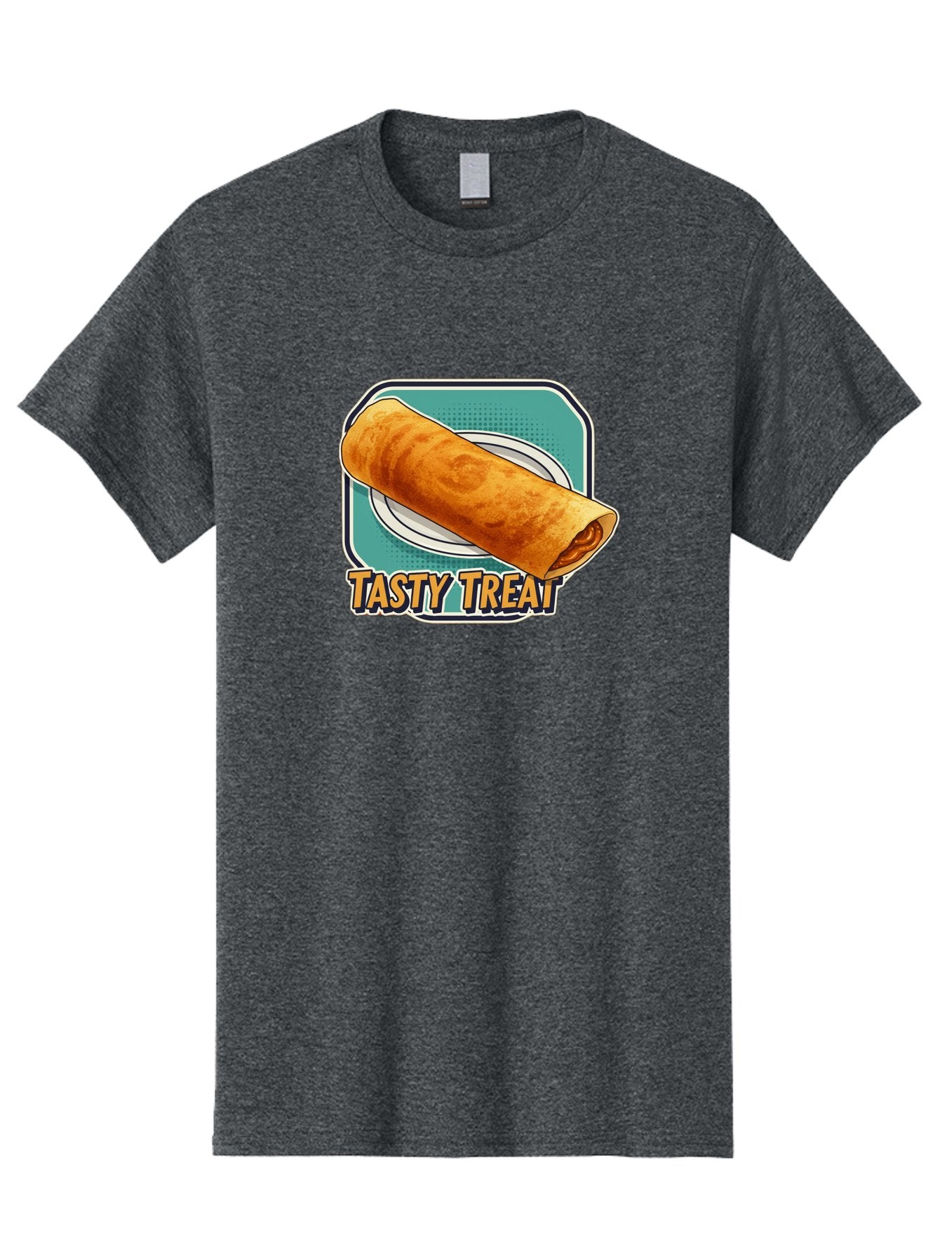 Tasty-Treat-9 Men'S Graphic Tee, 100% Cotton, Comfortable Casual Summer Wear, Machine Washable, Tasty Treat, Crepe On A Plate, Delicious Food, Savory Filling, Finger Food, Crepe, Rolled Pancake, Gourmet Snack Bab518