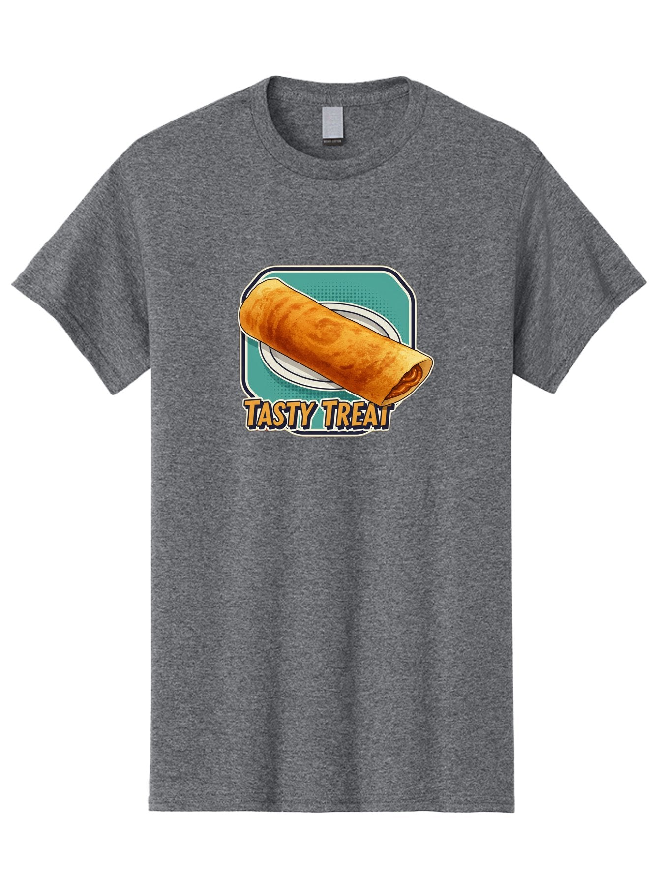 Tasty-Treat-9 Men'S Graphic Tee, 100% Cotton, Comfortable Casual Summer Wear, Machine Washable, Tasty Treat, Crepe On A Plate, Delicious Food, Savory Filling, Finger Food, Crepe, Rolled Pancake, Gourmet Snack Bab518 9