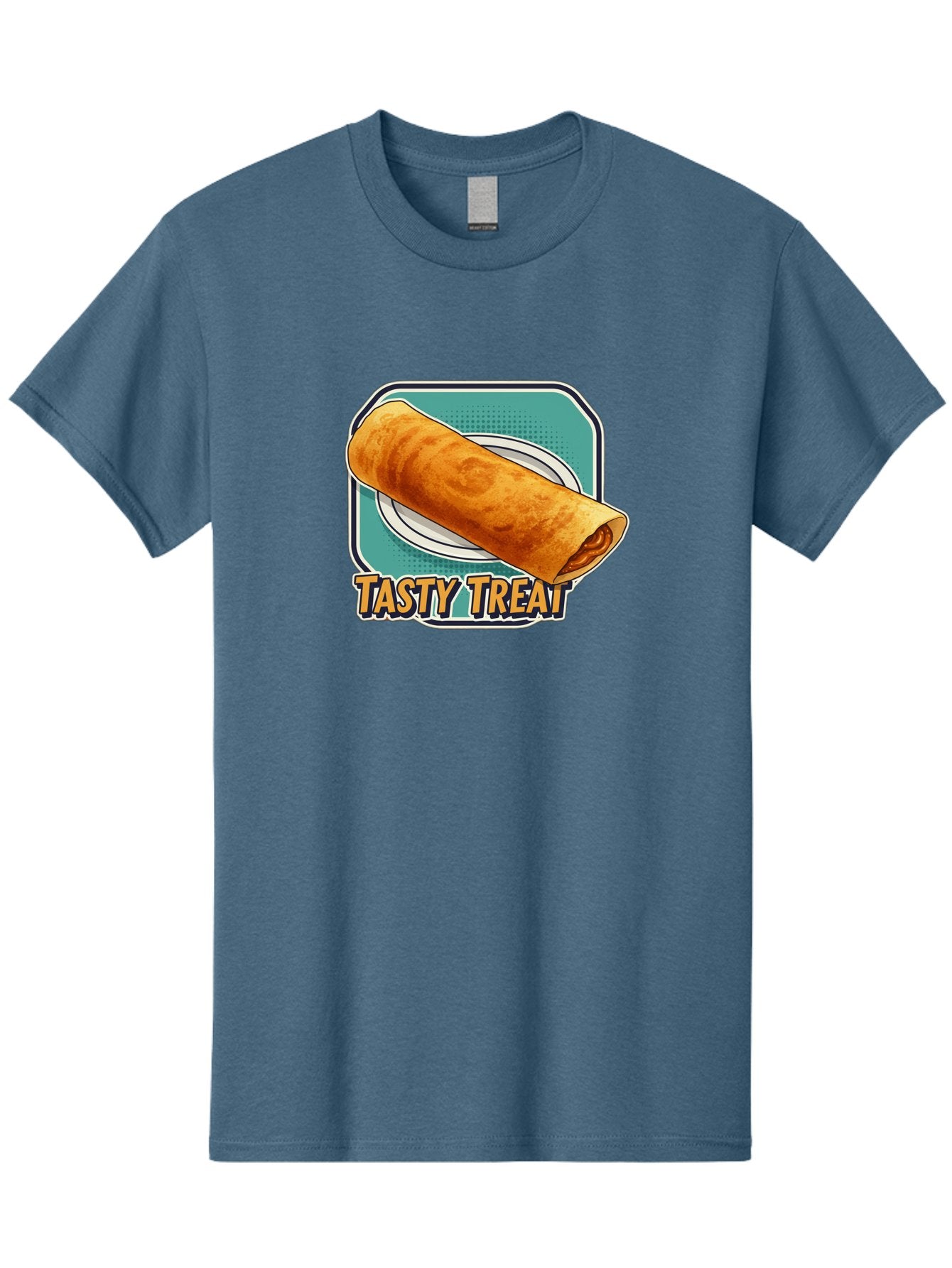Tasty-Treat-9 Men'S Graphic Tee, 100% Cotton, Comfortable Casual Summer Wear, Machine Washable, Tasty Treat, Crepe On A Plate, Delicious Food, Savory Filling, Finger Food, Crepe, Rolled Pancake, Gourmet Snack Bab518 10