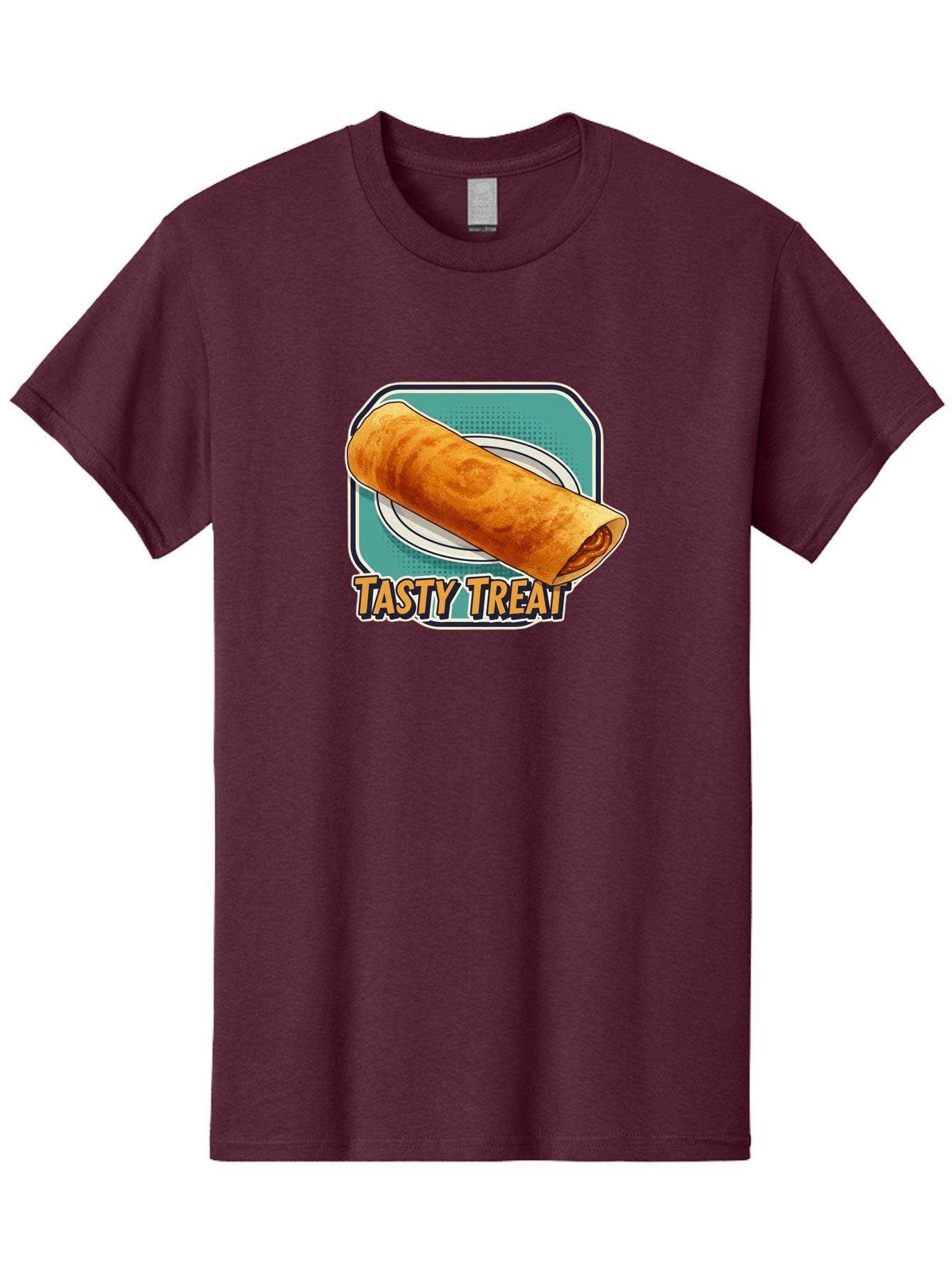 Tasty-Treat-9 Men'S Graphic Tee, 100% Cotton, Comfortable Casual Summer Wear, Machine Washable, Tasty Treat, Crepe On A Plate, Delicious Food, Savory Filling, Finger Food, Crepe, Rolled Pancake, Gourmet Snack Bab518 5