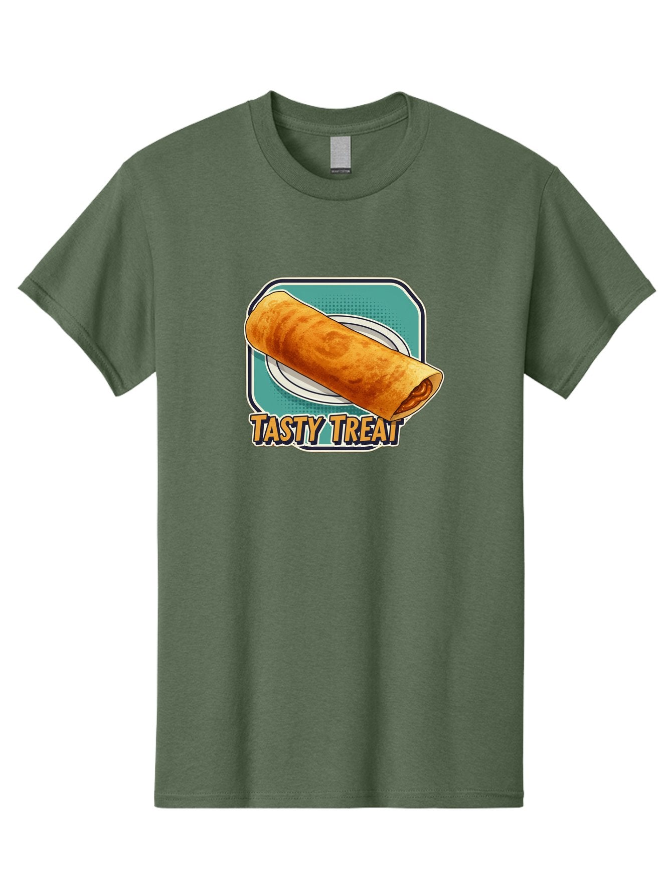 Tasty-Treat-9 Men'S Graphic Tee, 100% Cotton, Comfortable Casual Summer Wear, Machine Washable, Tasty Treat, Crepe On A Plate, Delicious Food, Savory Filling, Finger Food, Crepe, Rolled Pancake, Gourmet Snack Bab518 3
