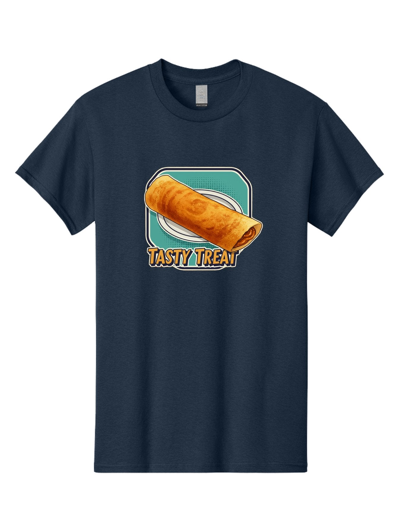 Tasty-Treat-9 Men'S Graphic Tee, 100% Cotton, Comfortable Casual Summer Wear, Machine Washable, Tasty Treat, Crepe On A Plate, Delicious Food, Savory Filling, Finger Food, Crepe, Rolled Pancake, Gourmet Snack Bab518 14