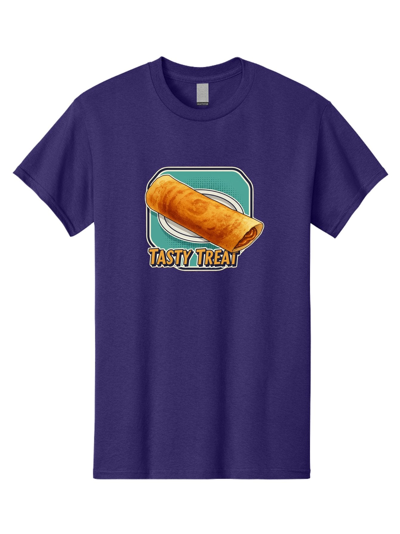 Tasty-Treat-9 Men'S Graphic Tee, 100% Cotton, Comfortable Casual Summer Wear, Machine Washable, Tasty Treat, Crepe On A Plate, Delicious Food, Savory Filling, Finger Food, Crepe, Rolled Pancake, Gourmet Snack Bab518 6