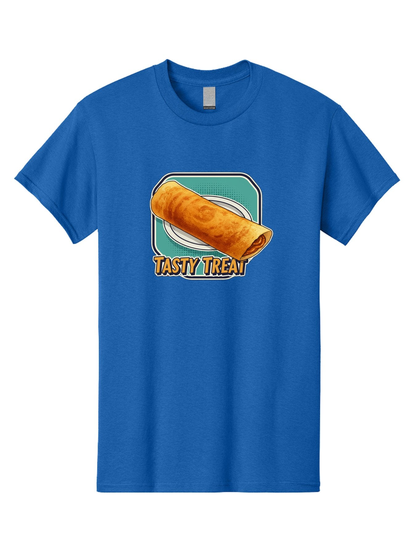 Tasty-Treat-9 Men'S Graphic Tee, 100% Cotton, Comfortable Casual Summer Wear, Machine Washable, Tasty Treat, Crepe On A Plate, Delicious Food, Savory Filling, Finger Food, Crepe, Rolled Pancake, Gourmet Snack Bab518 13