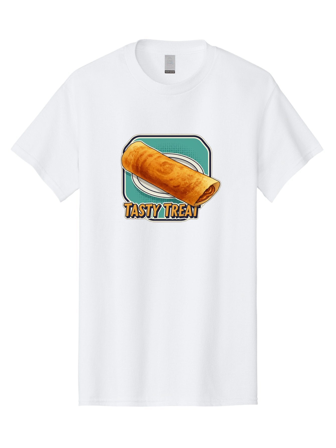 Tasty-Treat-9 Men'S Graphic Tee, 100% Cotton, Comfortable Casual Summer Wear, Machine Washable, Tasty Treat, Crepe On A Plate, Delicious Food, Savory Filling, Finger Food, Crepe, Rolled Pancake, Gourmet Snack Bab518 4