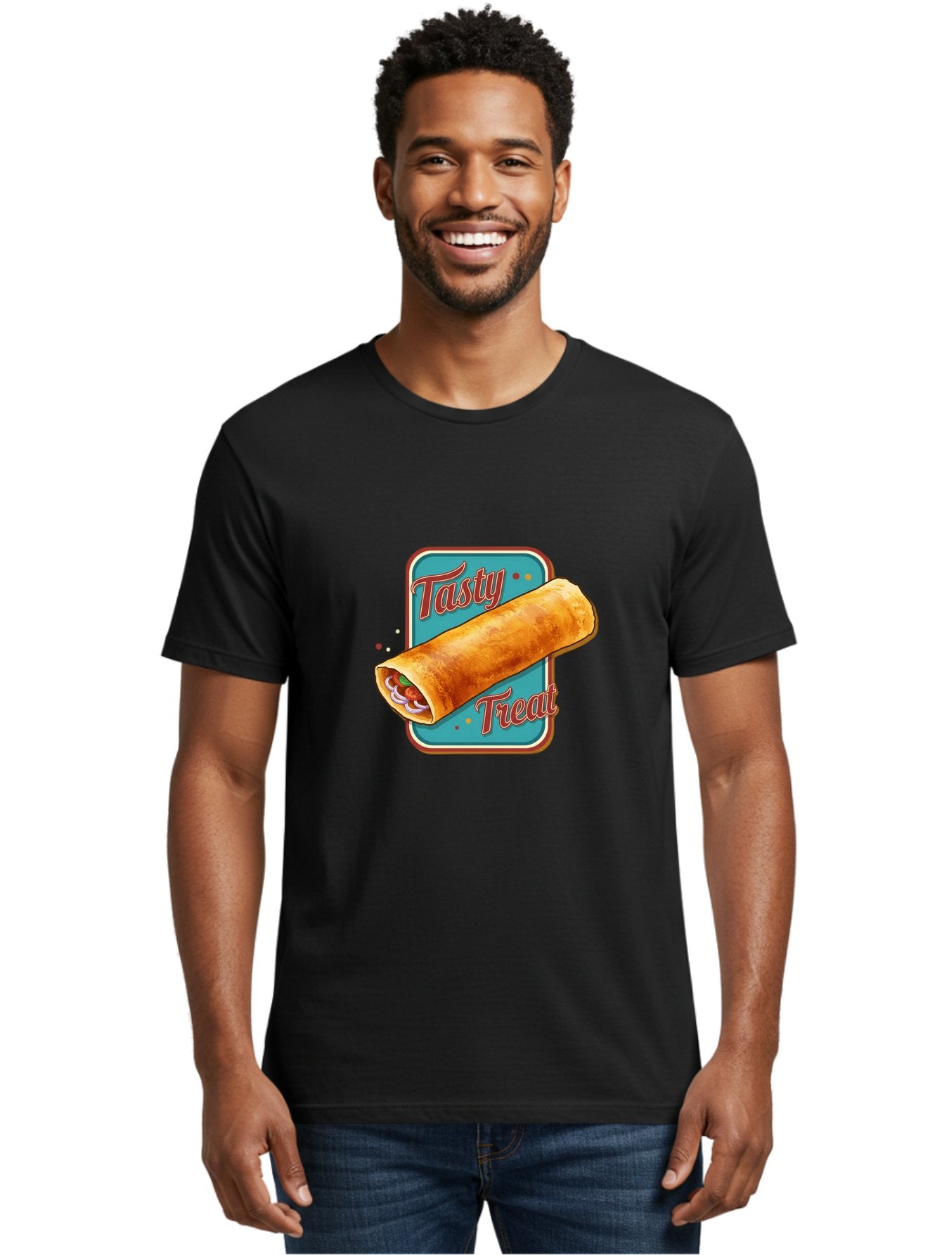 Tasty-Treat Men'S Graphic Tee, 100% Cotton, Comfortable Casual Summer Wear, Machine Washable, Crispy Spring Roll, Tasty Treat, Spring Roll, Delicious Filling, Mouth-Watering, Appetizing, Finger Food, Snack Time Bab519 18