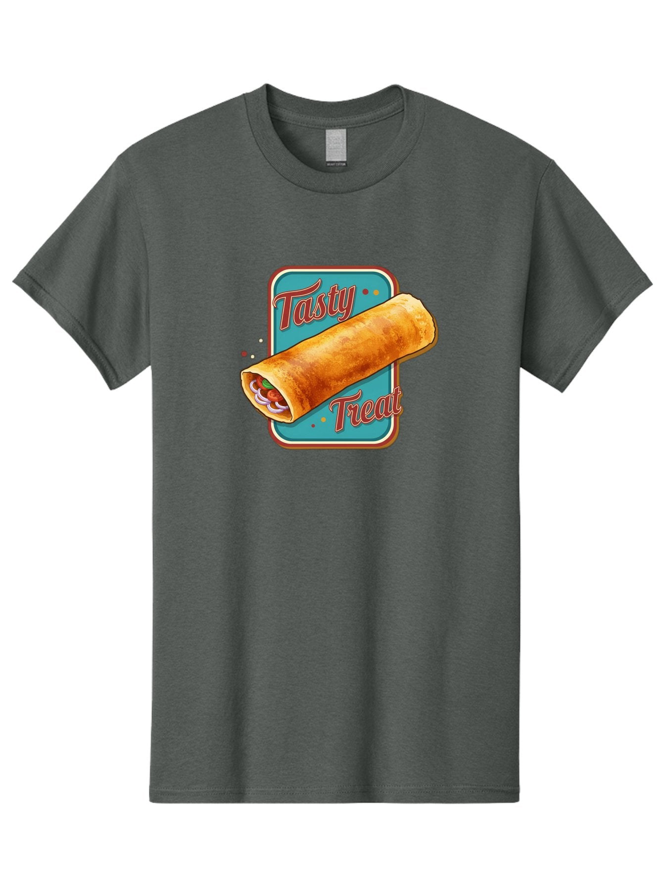 Tasty-Treat Men'S Graphic Tee, 100% Cotton, Comfortable Casual Summer Wear, Machine Washable, Crispy Spring Roll, Tasty Treat, Spring Roll, Delicious Filling, Mouth-Watering, Appetizing, Finger Food, Snack Time Bab519 9