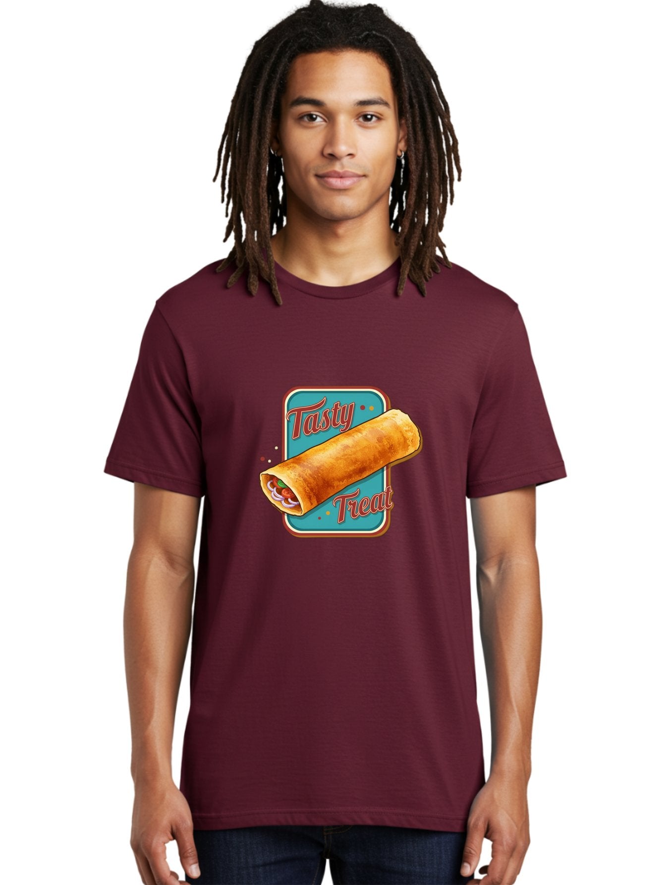 Tasty-Treat Men'S Graphic Tee, 100% Cotton, Comfortable Casual Summer Wear, Machine Washable, Crispy Spring Roll, Tasty Treat, Spring Roll, Delicious Filling, Mouth-Watering, Appetizing, Finger Food, Snack Time Bab519 23