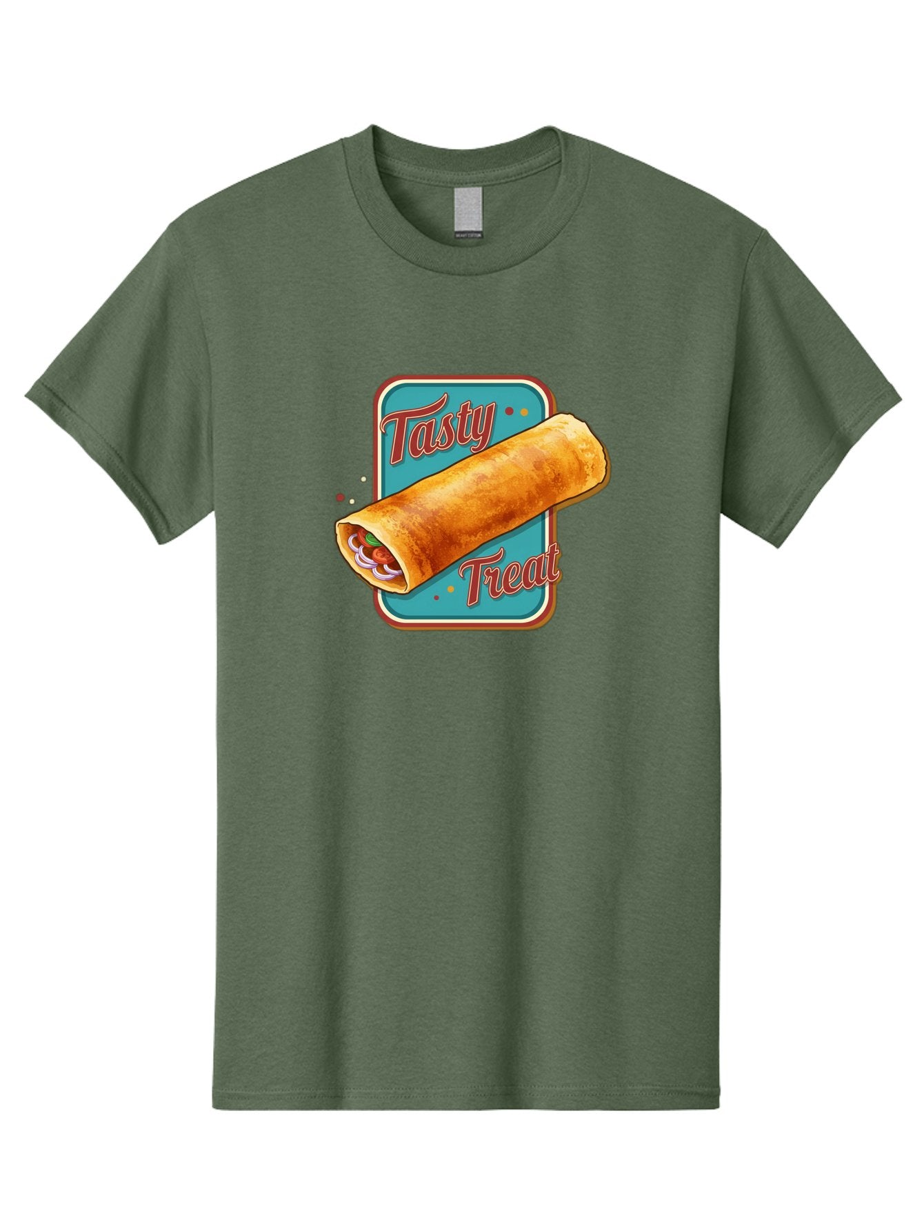 Tasty-Treat Men'S Graphic Tee, 100% Cotton, Comfortable Casual Summer Wear, Machine Washable, Crispy Spring Roll, Tasty Treat, Spring Roll, Delicious Filling, Mouth-Watering, Appetizing, Finger Food, Snack Time Bab519