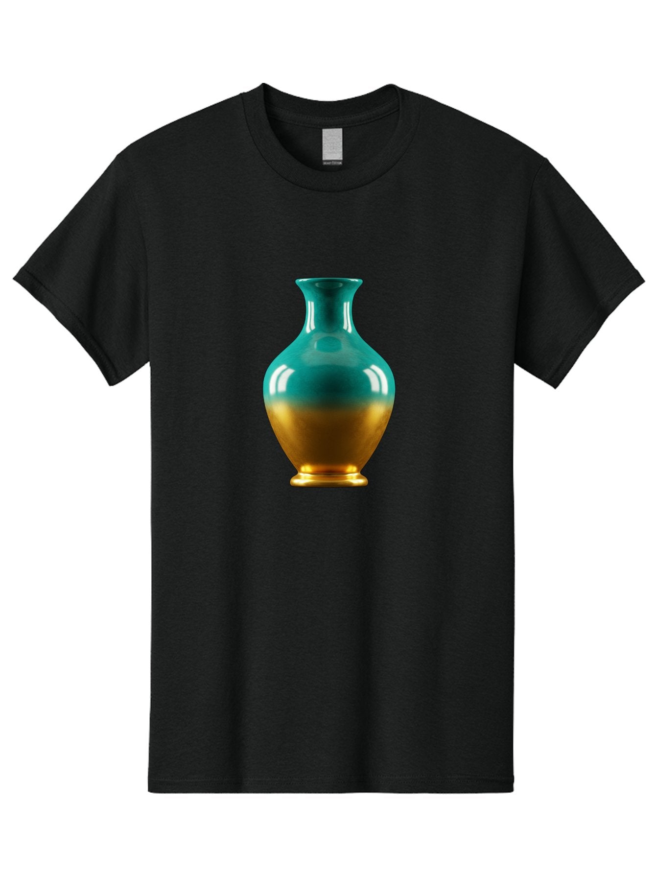 Teal-Gold-Vase Men'S Graphic Tee, 100% Cotton, Comfortable Casual Summer Wear, Machine Washable, Ceramic Vase, Teal And Gold Vase, Glossy Finish, Gradient Colors, Decorative Vase, Home Decor, Elegant Design, Modern Pottery, Bab522 10