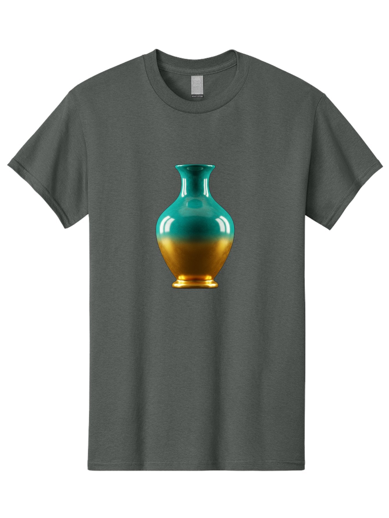 Teal-Gold-Vase Men'S Graphic Tee, 100% Cotton, Comfortable Casual Summer Wear, Machine Washable, Ceramic Vase, Teal And Gold Vase, Glossy Finish, Gradient Colors, Decorative Vase, Home Decor, Elegant Design, Modern Pottery, Bab522 13
