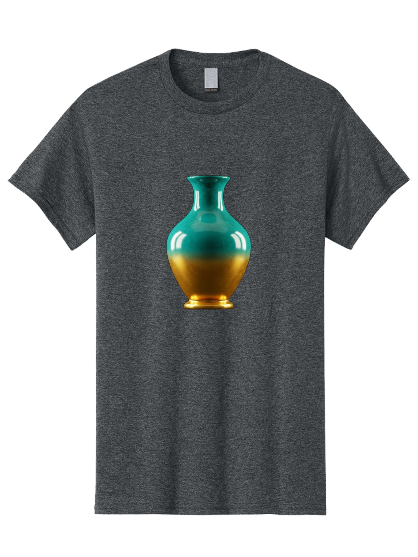 Teal-Gold-Vase Men'S Graphic Tee, 100% Cotton, Comfortable Casual Summer Wear, Machine Washable, Ceramic Vase, Teal And Gold Vase, Glossy Finish, Gradient Colors, Decorative Vase, Home Decor, Elegant Design, Modern Pottery, Bab522 7