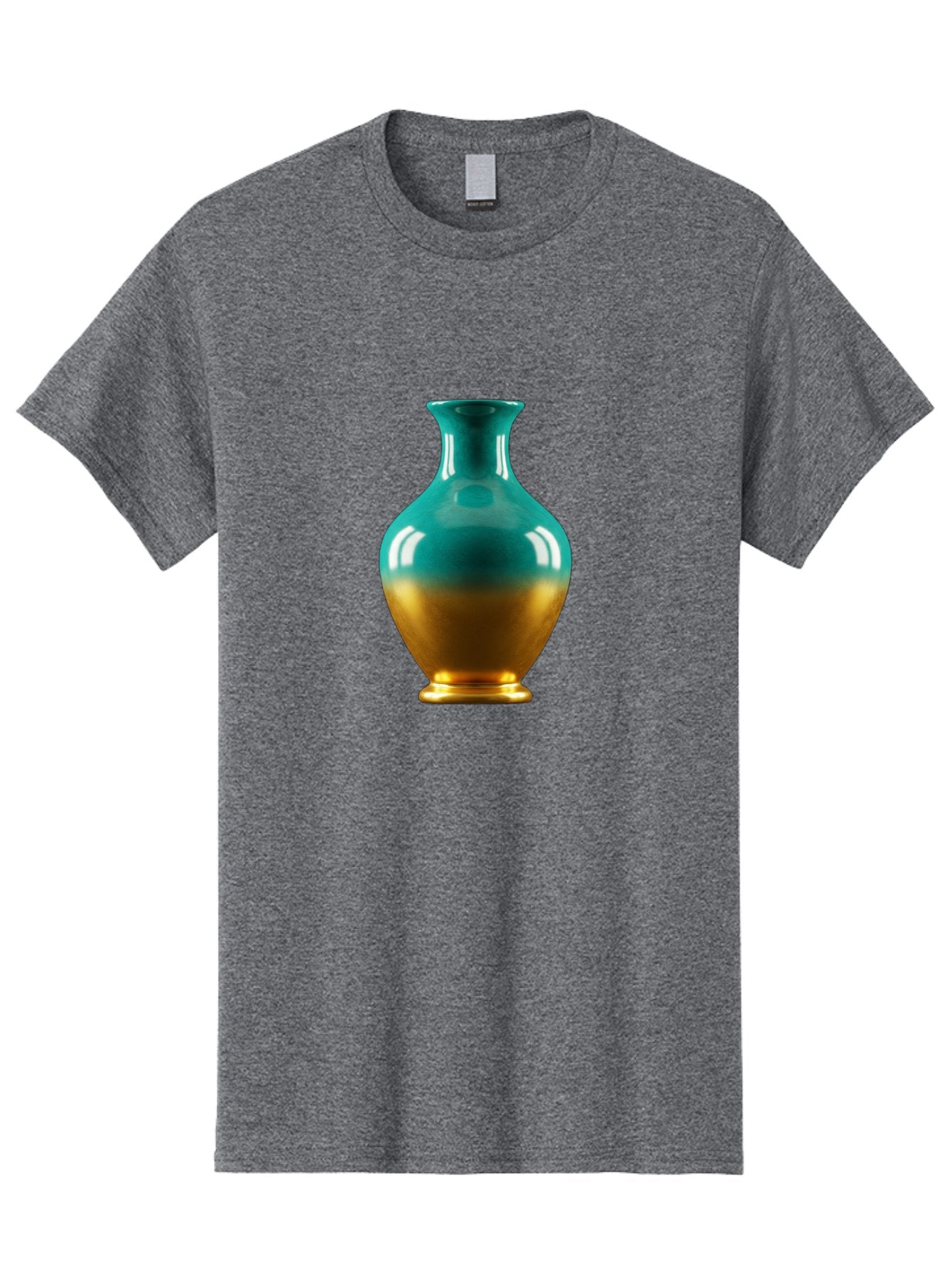 Teal-Gold-Vase Men'S Graphic Tee, 100% Cotton, Comfortable Casual Summer Wear, Machine Washable, Ceramic Vase, Teal And Gold Vase, Glossy Finish, Gradient Colors, Decorative Vase, Home Decor, Elegant Design, Modern Pottery, Bab522 15