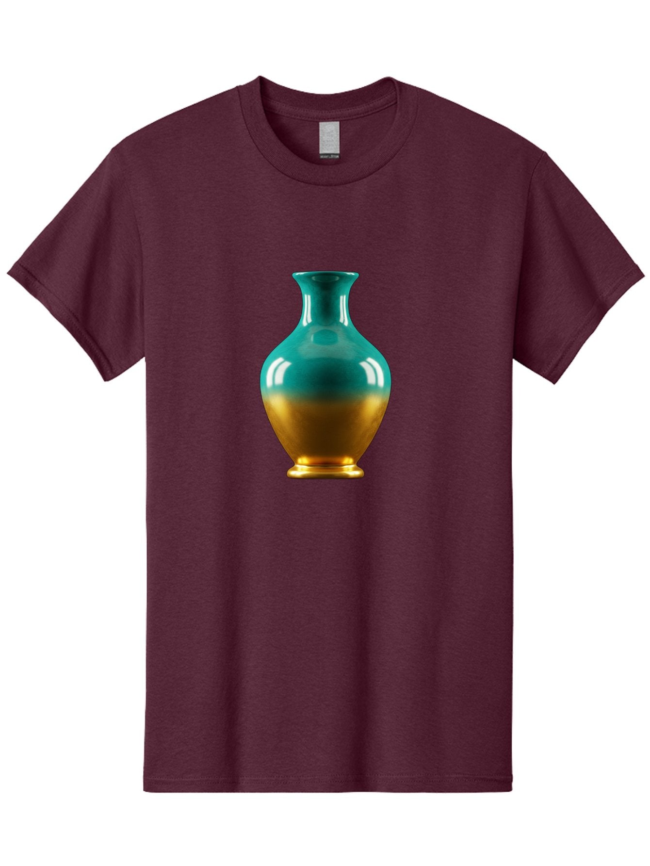 Teal-Gold-Vase Men'S Graphic Tee, 100% Cotton, Comfortable Casual Summer Wear, Machine Washable, Ceramic Vase, Teal And Gold Vase, Glossy Finish, Gradient Colors, Decorative Vase, Home Decor, Elegant Design, Modern Pottery, Bab522 14
