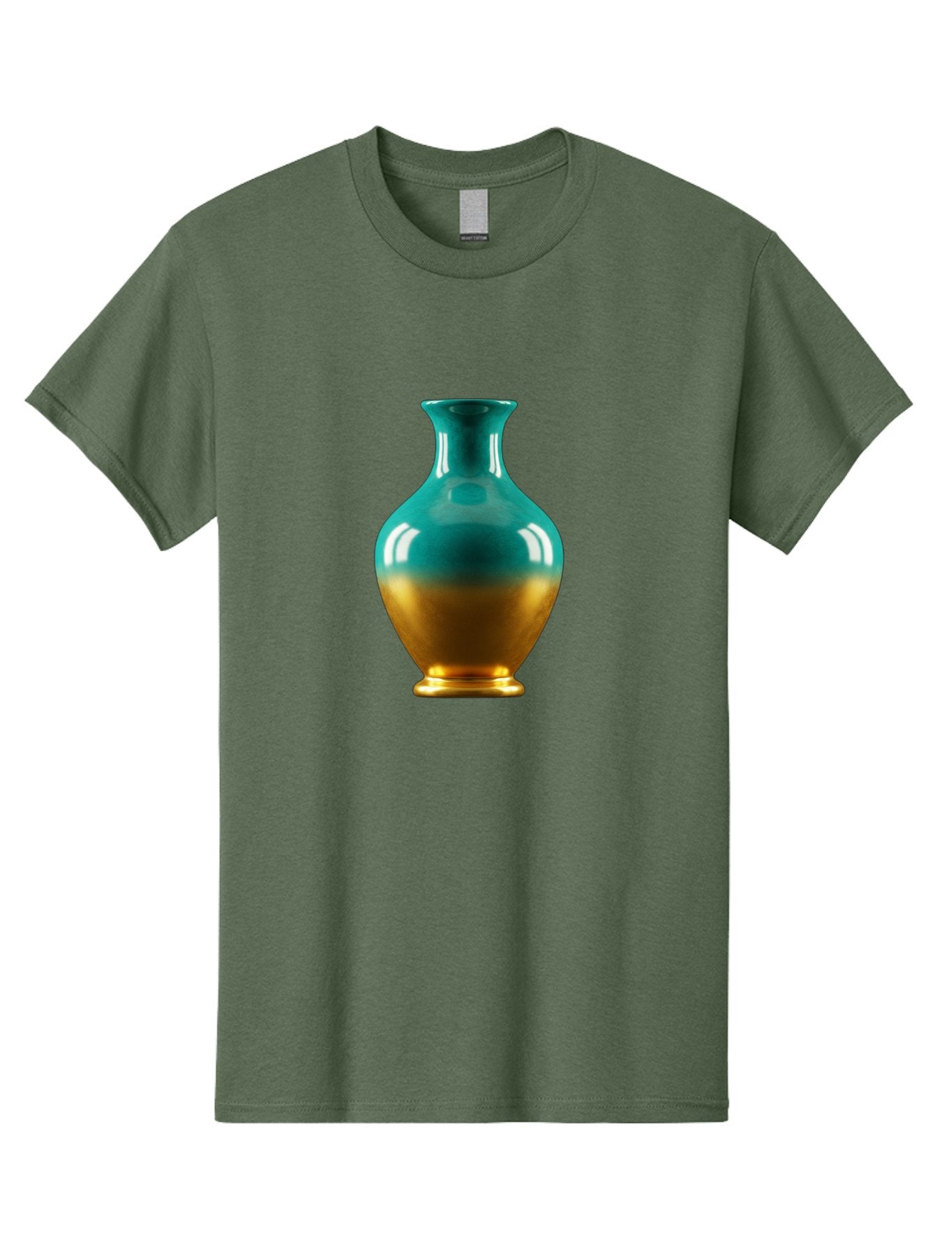 Teal-Gold-Vase Men'S Graphic Tee, 100% Cotton, Comfortable Casual Summer Wear, Machine Washable, Ceramic Vase, Teal And Gold Vase, Glossy Finish, Gradient Colors, Decorative Vase, Home Decor, Elegant Design, Modern Pottery, Bab522 12