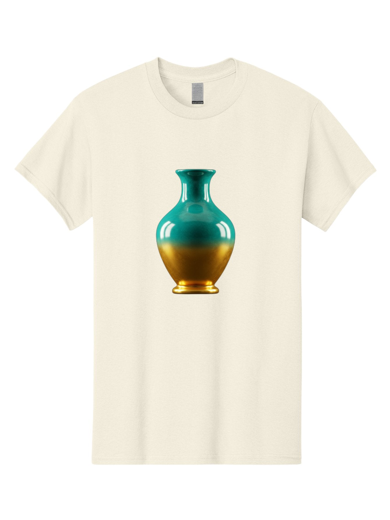 Teal-Gold-Vase Men'S Graphic Tee, 100% Cotton, Comfortable Casual Summer Wear, Machine Washable, Ceramic Vase, Teal And Gold Vase, Glossy Finish, Gradient Colors, Decorative Vase, Home Decor, Elegant Design, Modern Pottery, Bab522 3