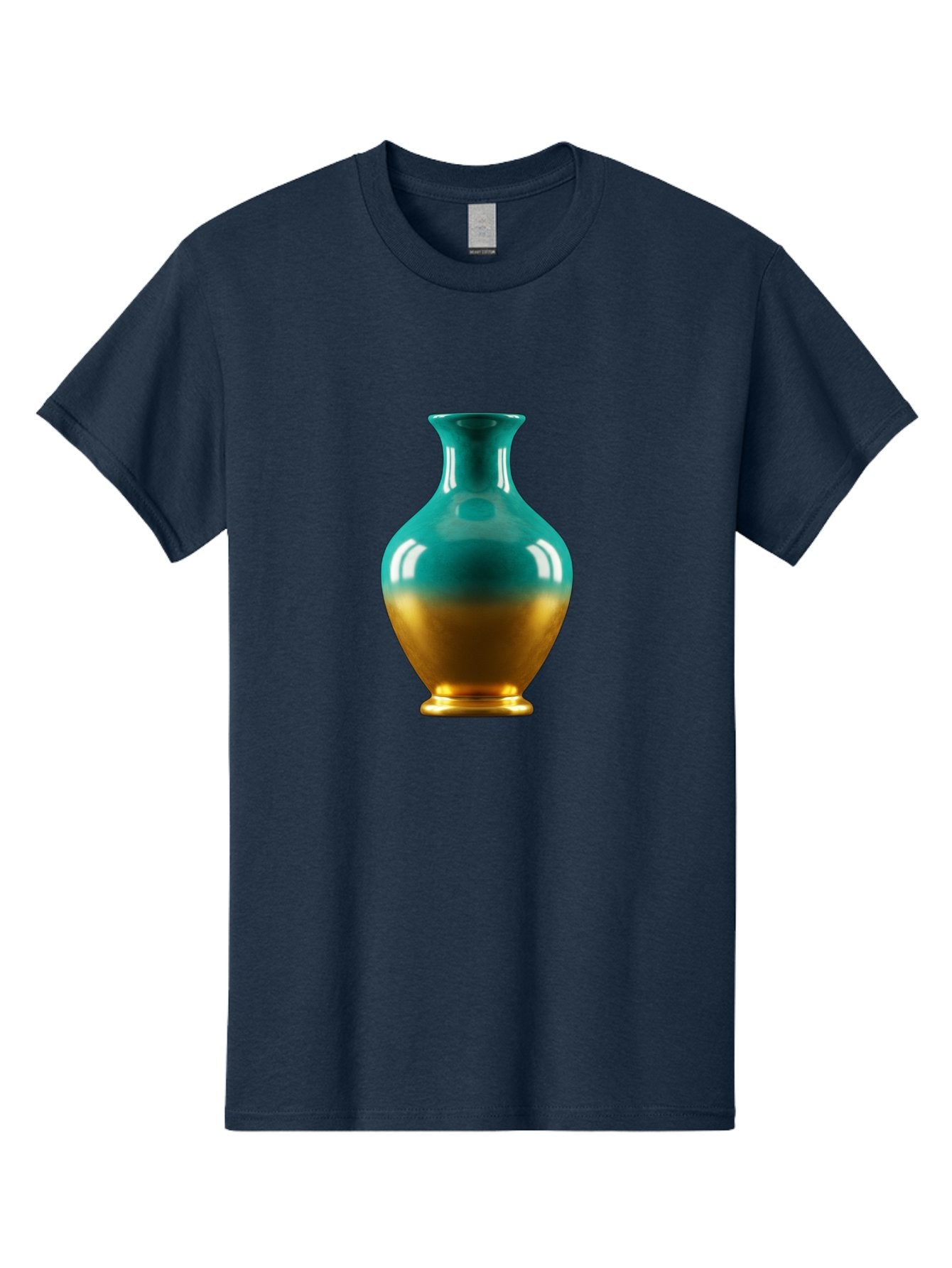 Teal-Gold-Vase Men'S Graphic Tee, 100% Cotton, Comfortable Casual Summer Wear, Machine Washable, Ceramic Vase, Teal And Gold Vase, Glossy Finish, Gradient Colors, Decorative Vase, Home Decor, Elegant Design, Modern Pottery, Bab522 8