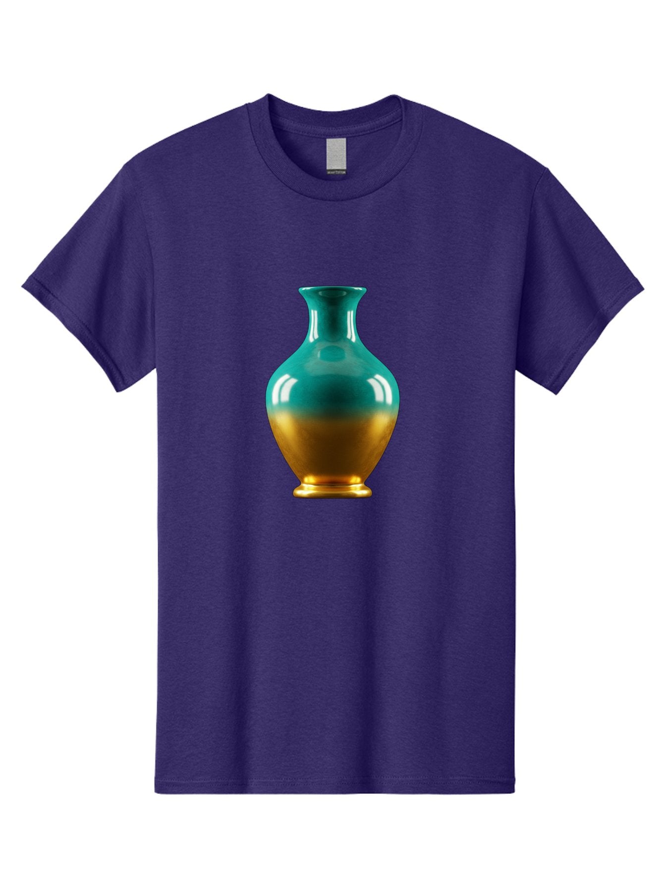 Teal-Gold-Vase Men'S Graphic Tee, 100% Cotton, Comfortable Casual Summer Wear, Machine Washable, Ceramic Vase, Teal And Gold Vase, Glossy Finish, Gradient Colors, Decorative Vase, Home Decor, Elegant Design, Modern Pottery, Bab522 9
