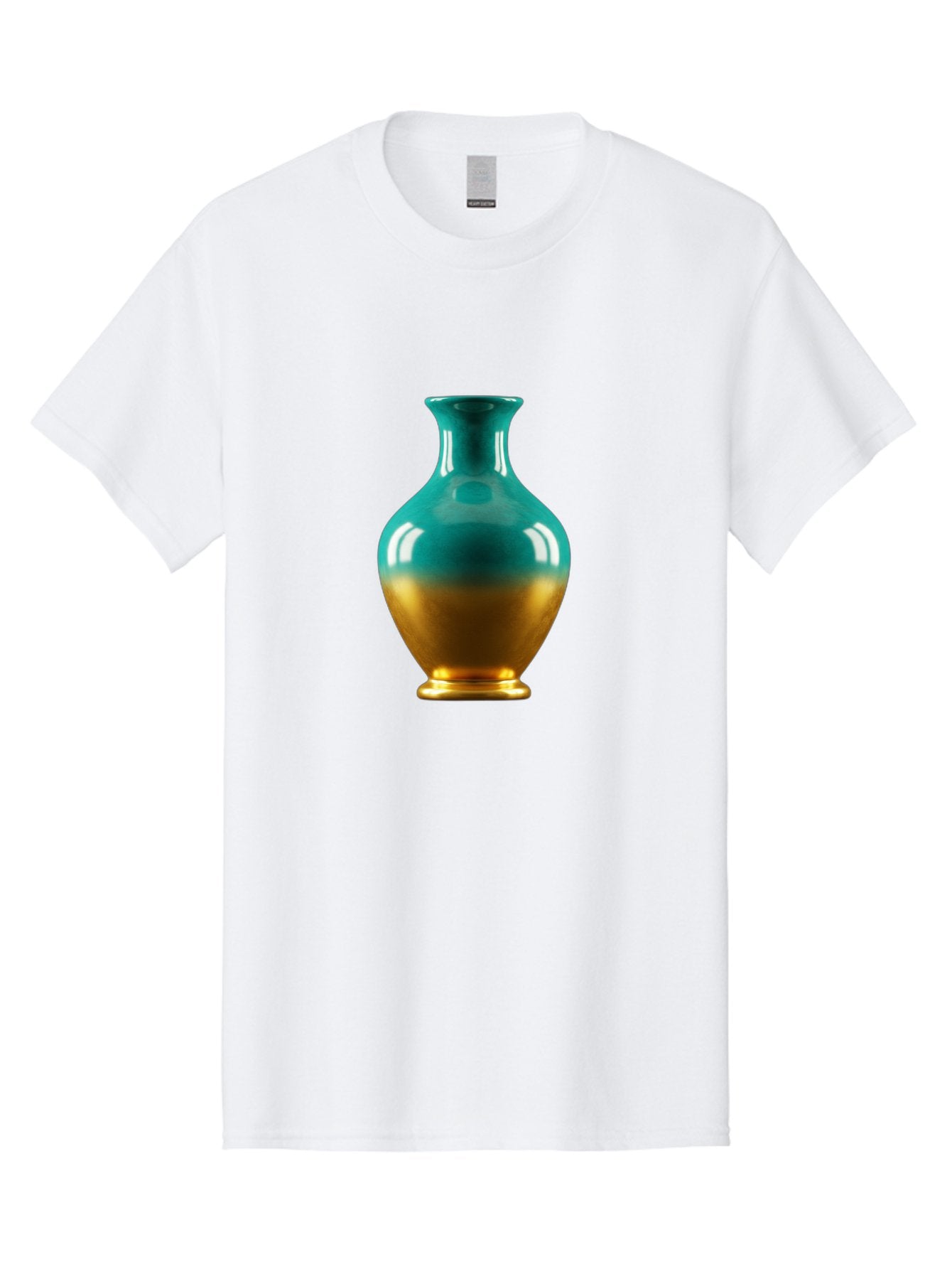 Teal-Gold-Vase Men'S Graphic Tee, 100% Cotton, Comfortable Casual Summer Wear, Machine Washable, Ceramic Vase, Teal And Gold Vase, Glossy Finish, Gradient Colors, Decorative Vase, Home Decor, Elegant Design, Modern Pottery, Bab522 6