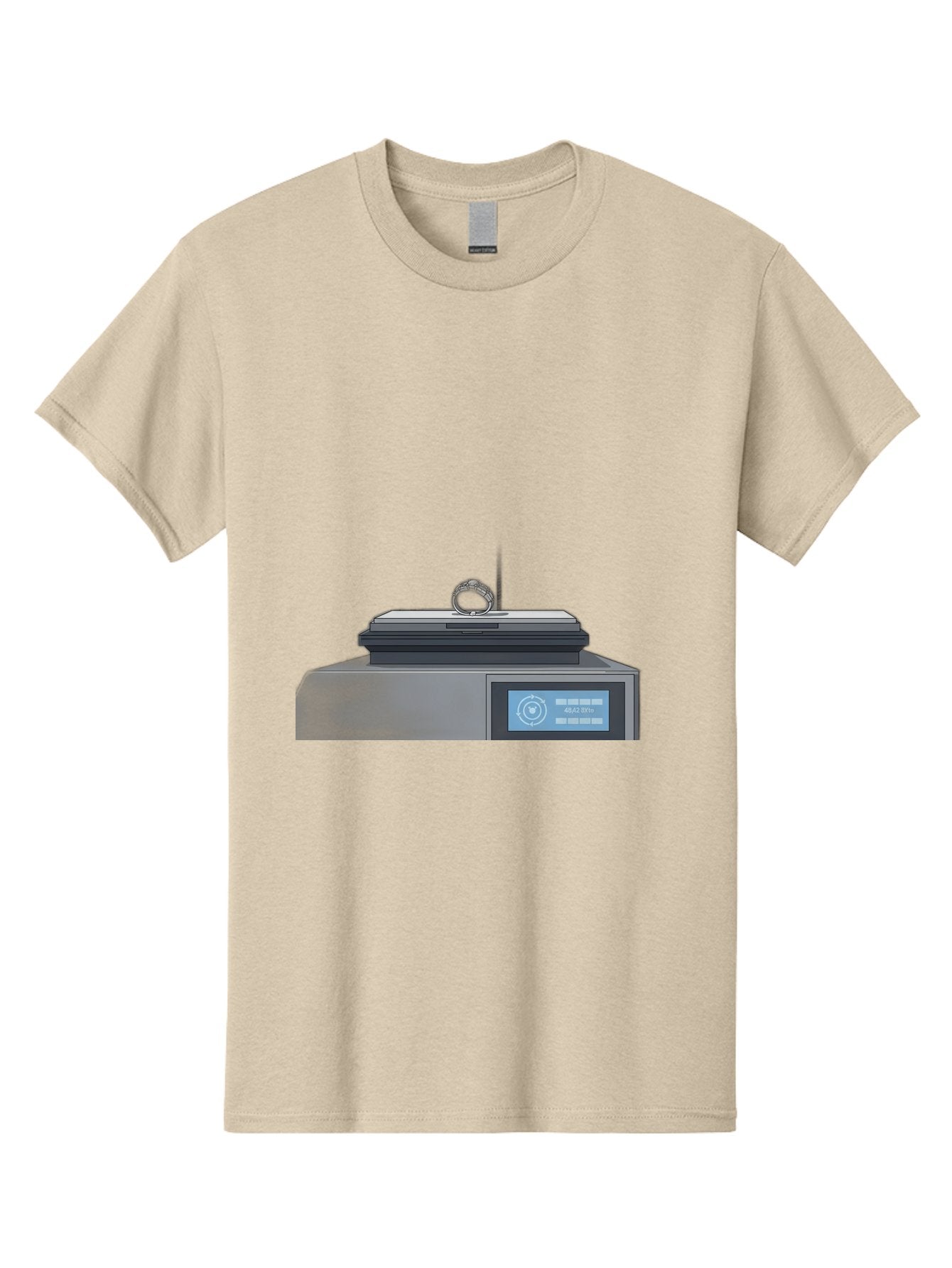Tech-Device Men'S Graphic Tee, 100% Cotton, Comfortable Casual Summer Wear, Machine Washable, Smart Ring, Futuristic Technology, Digital Jewelry, Wearable Device, High-Tech Gadget, Sleek Design, Minimalist Style, Modern Accessory Bab524