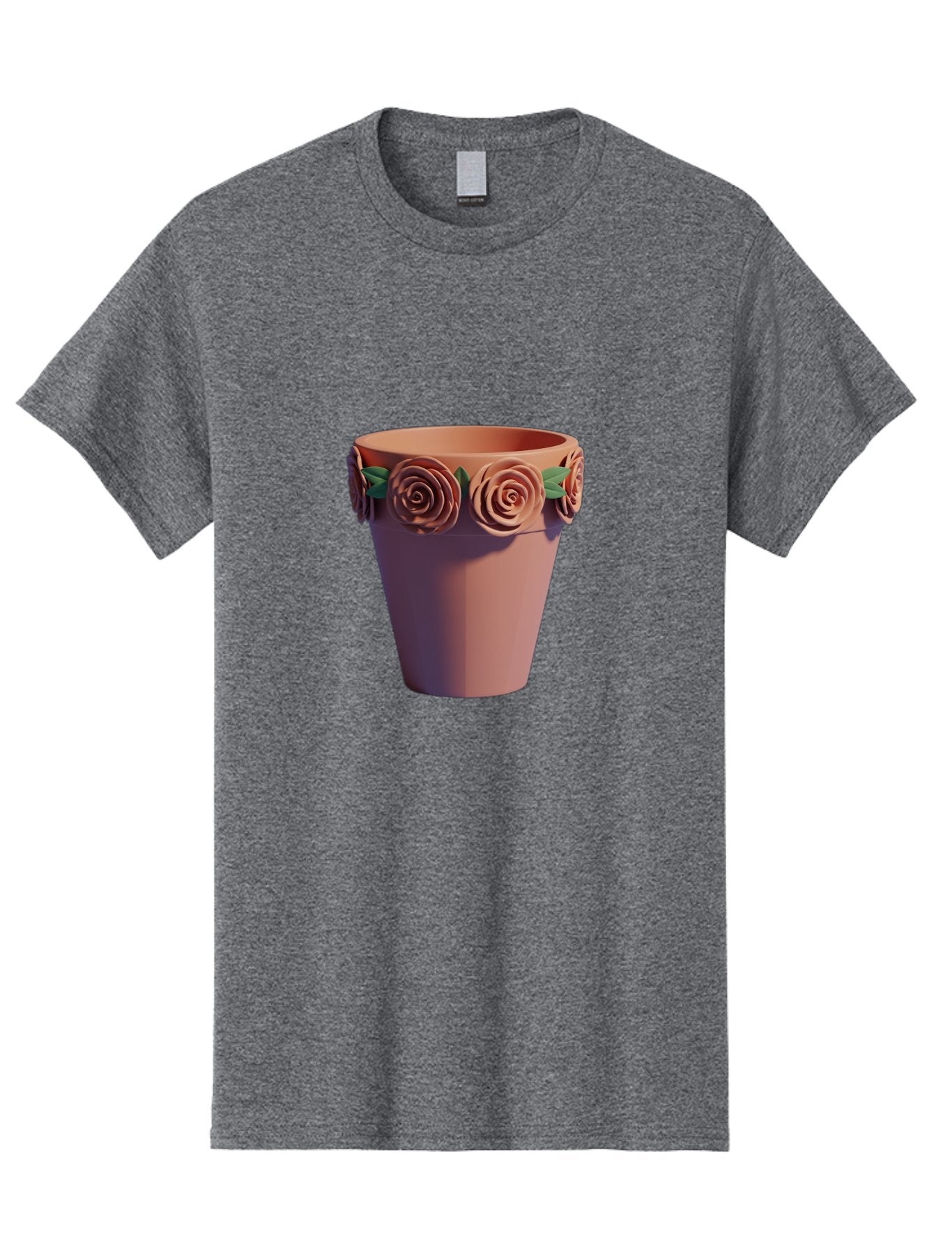 Terracotta-Pot Men'S Graphic Tee, 100% Cotton, Comfortable Casual Summer Wear, Machine Washable, Terracotta Pot, Flower Pot, Decorative Planter, Roses Decoration, Ceramic Vase, Home Decor, Gardening, Floral Arrangement Bab525 5