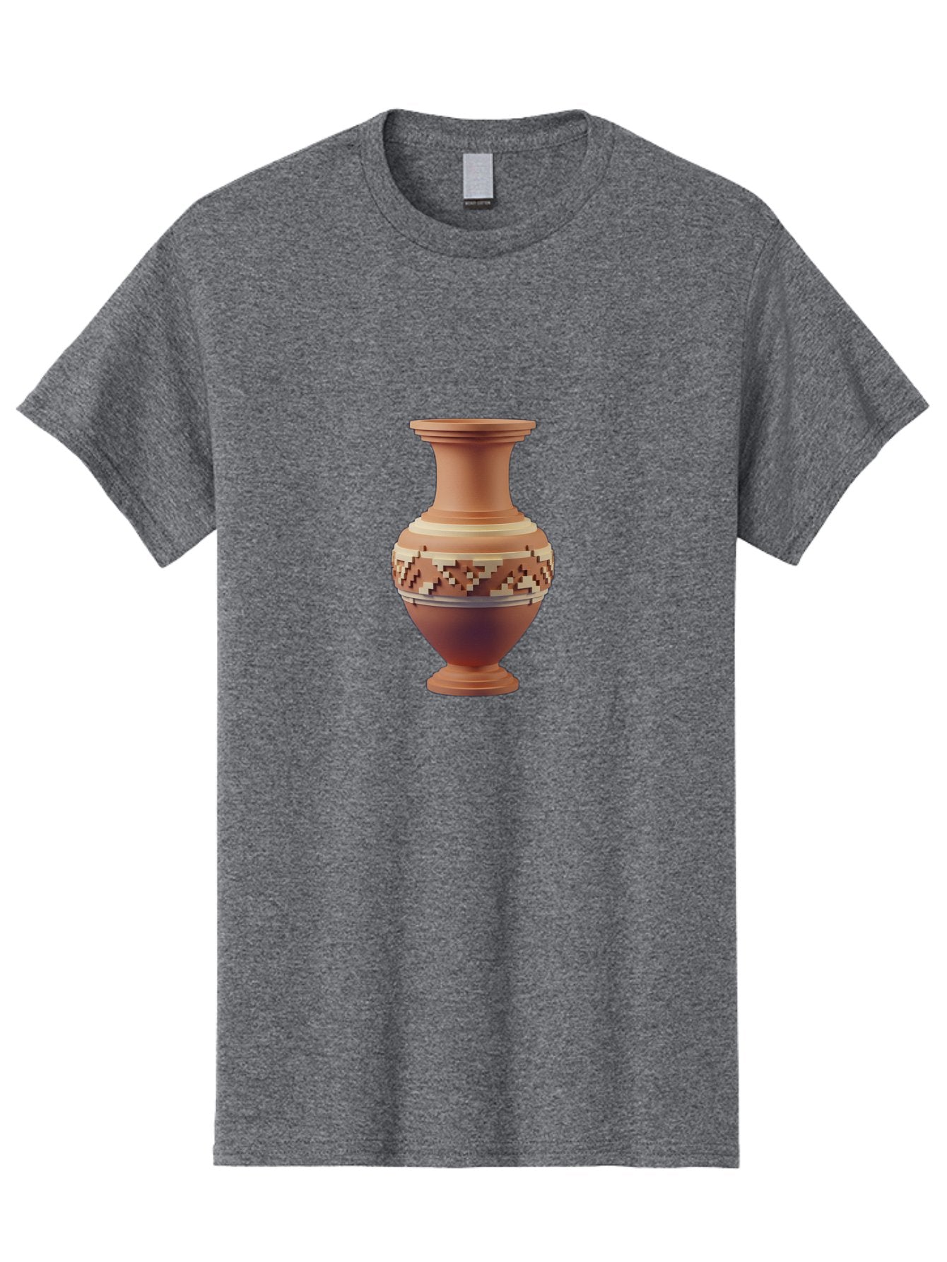 Terracotta-Vase-1 Men'S Graphic Tee, 100% Cotton, Comfortable Casual Summer Wear, Machine Washable, Clay Pot, Terracotta Vase, Decorative Pottery, Traditional Craftsmanship, Earthy Tones, Geometric Patterns, Pixel Art, Creative Expression, Bab526 12