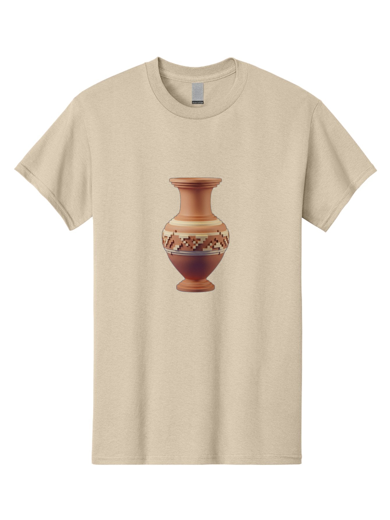 Terracotta-Vase-1 Men'S Graphic Tee, 100% Cotton, Comfortable Casual Summer Wear, Machine Washable, Clay Pot, Terracotta Vase, Decorative Pottery, Traditional Craftsmanship, Earthy Tones, Geometric Patterns, Pixel Art, Creative Expression, Bab526