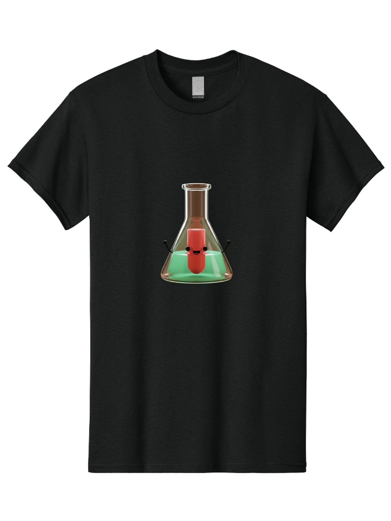 Test-Tube-Character Men'S Graphic Tee, 100% Cotton, Comfortable Casual Summer Wear, Machine Washable, Lipstick With Face, Cartoon Character, Laboratory Equipment, Glassware, Chemistry Experiment, Quirky Illustration, Comedic Art, Red Lipstick, Bab528
