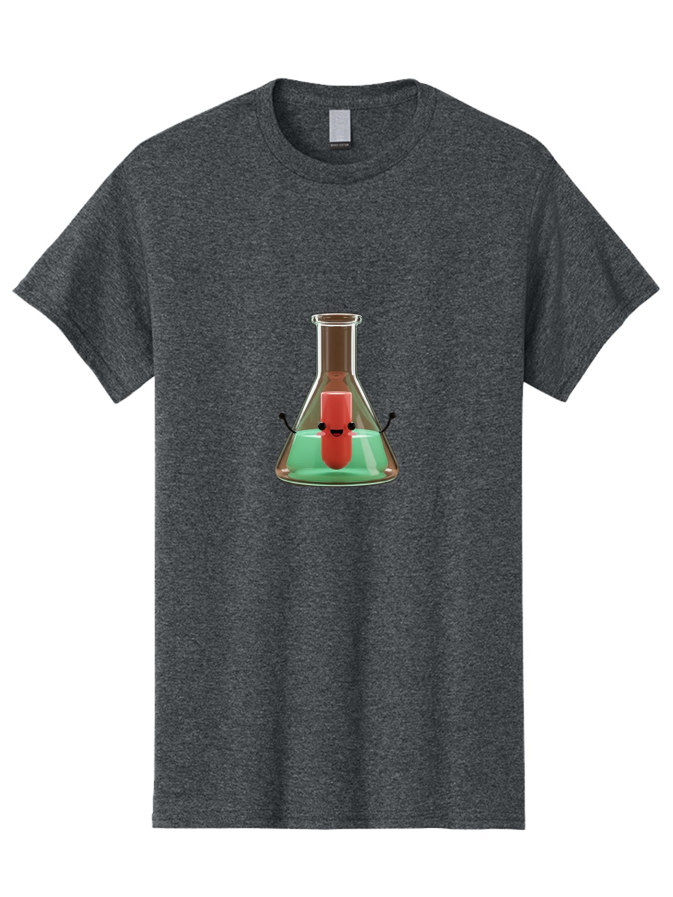 Test-Tube-Character Men'S Graphic Tee, 100% Cotton, Comfortable Casual Summer Wear, Machine Washable, Lipstick With Face, Cartoon Character, Laboratory Equipment, Glassware, Chemistry Experiment, Quirky Illustration, Comedic Art, Red Lipstick, Bab528 6