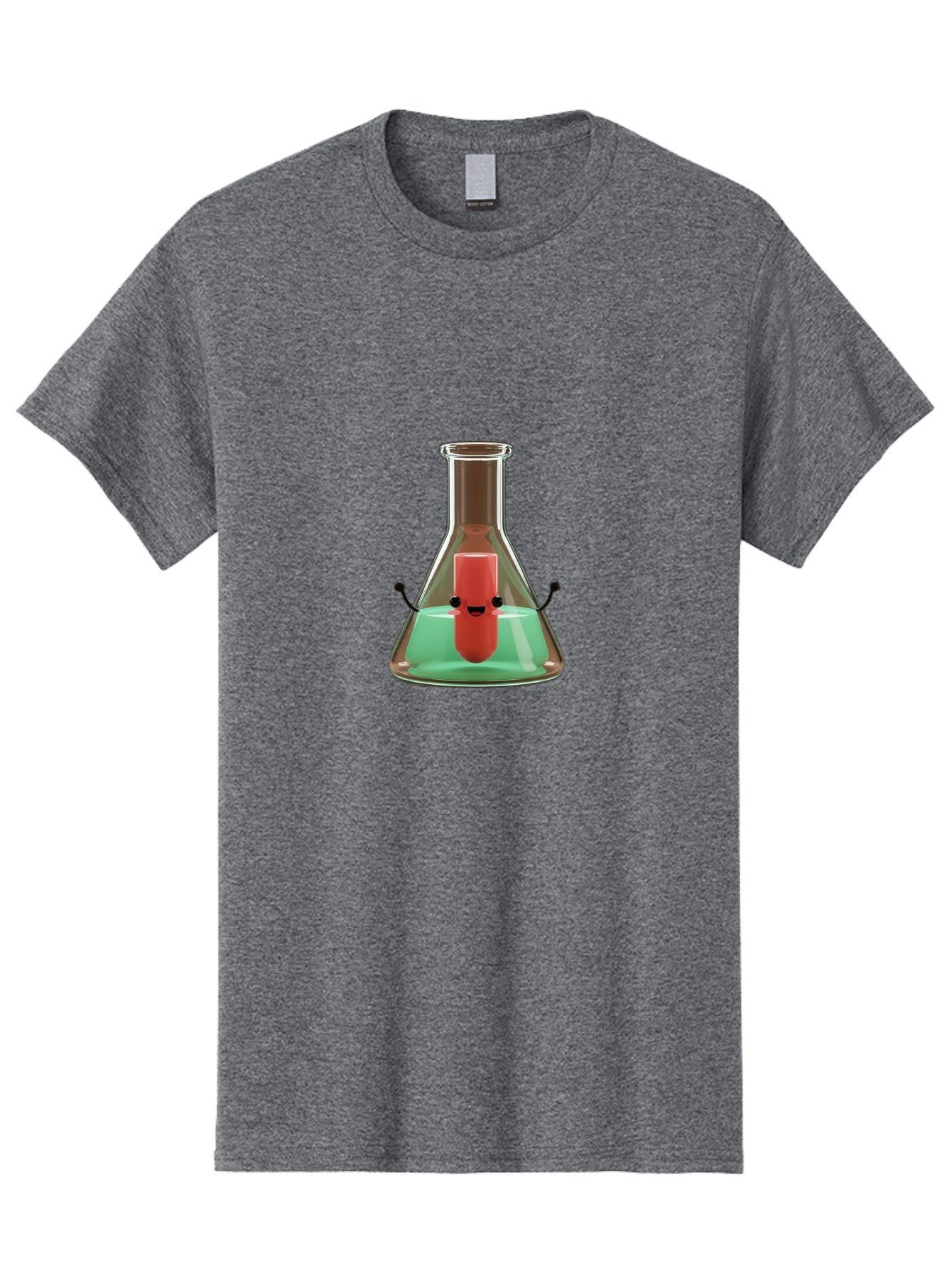 Test-Tube-Character Men'S Graphic Tee, 100% Cotton, Comfortable Casual Summer Wear, Machine Washable, Lipstick With Face, Cartoon Character, Laboratory Equipment, Glassware, Chemistry Experiment, Quirky Illustration, Comedic Art, Red Lipstick, Bab528 7