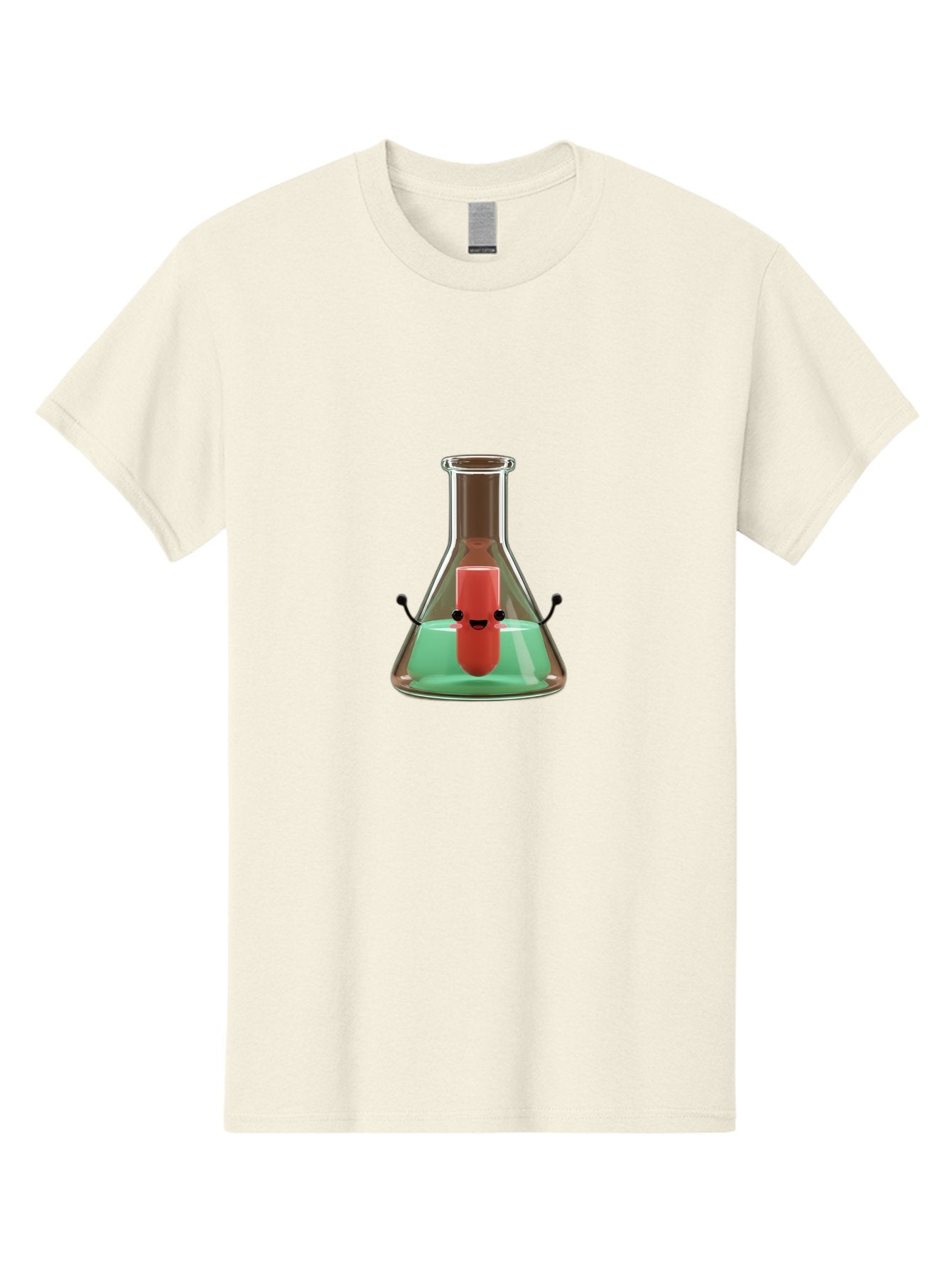 Test-Tube-Character Men'S Graphic Tee, 100% Cotton, Comfortable Casual Summer Wear, Machine Washable, Lipstick With Face, Cartoon Character, Laboratory Equipment, Glassware, Chemistry Experiment, Quirky Illustration, Comedic Art, Red Lipstick, Bab528 5